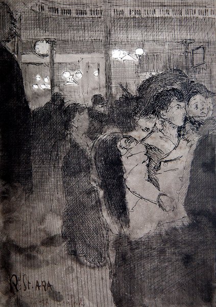 The Old Bedford (penna, bläck och tvätt ombord) av Walter Richard Sickert