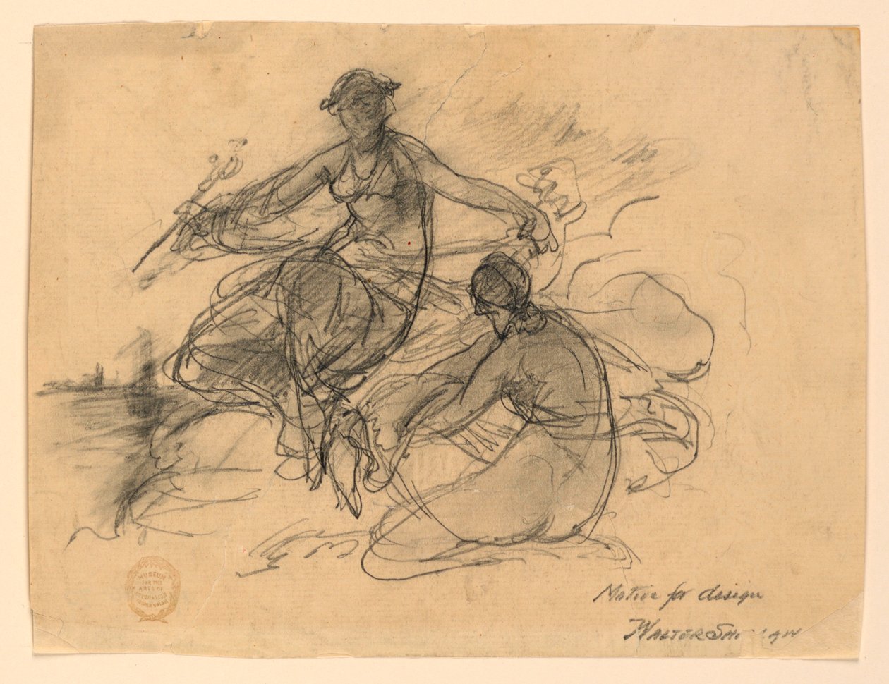 Handel och en annan allegorisk figur (motiv för sedeldesign) av Walter Shirlaw