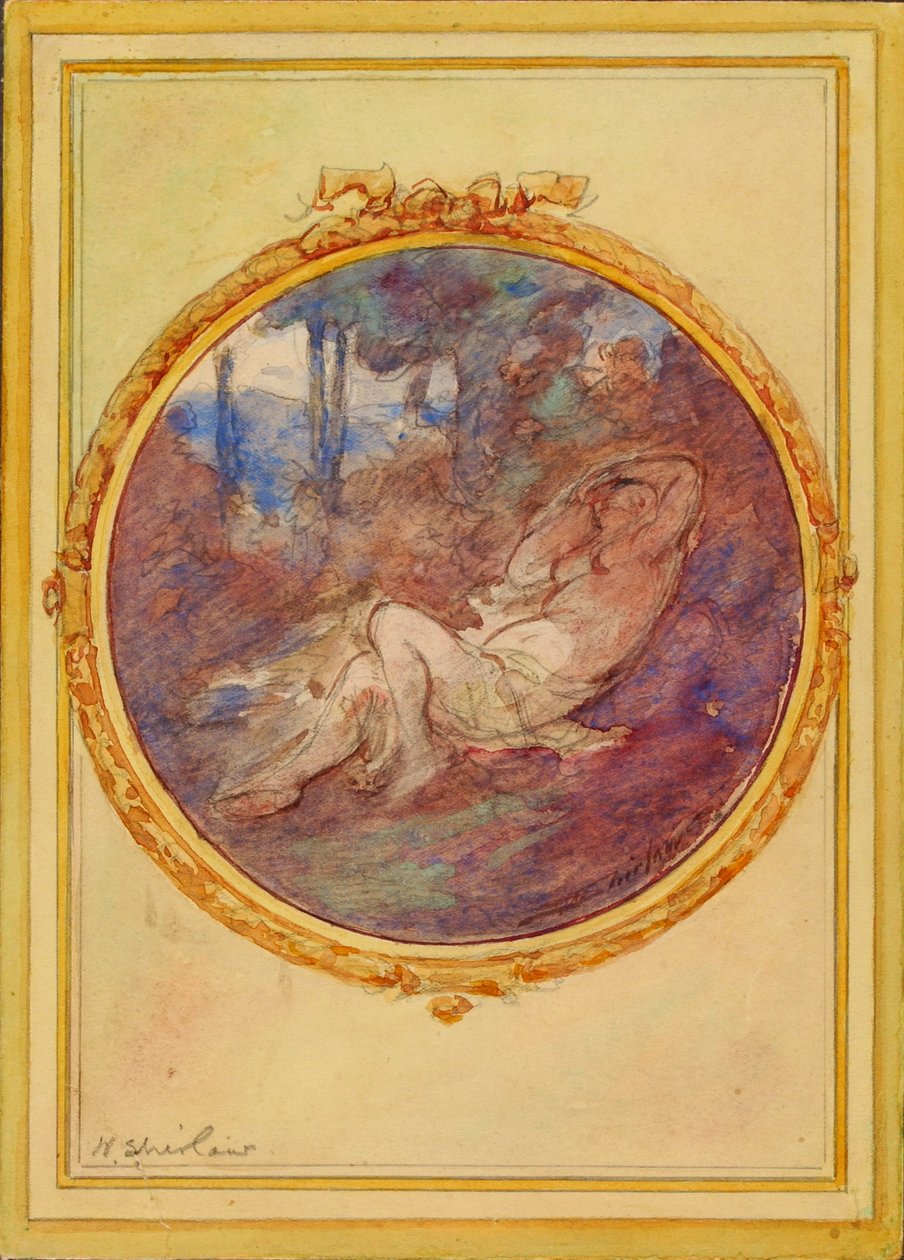 Figur Studie för dekorativ panel av Walter Shirlaw