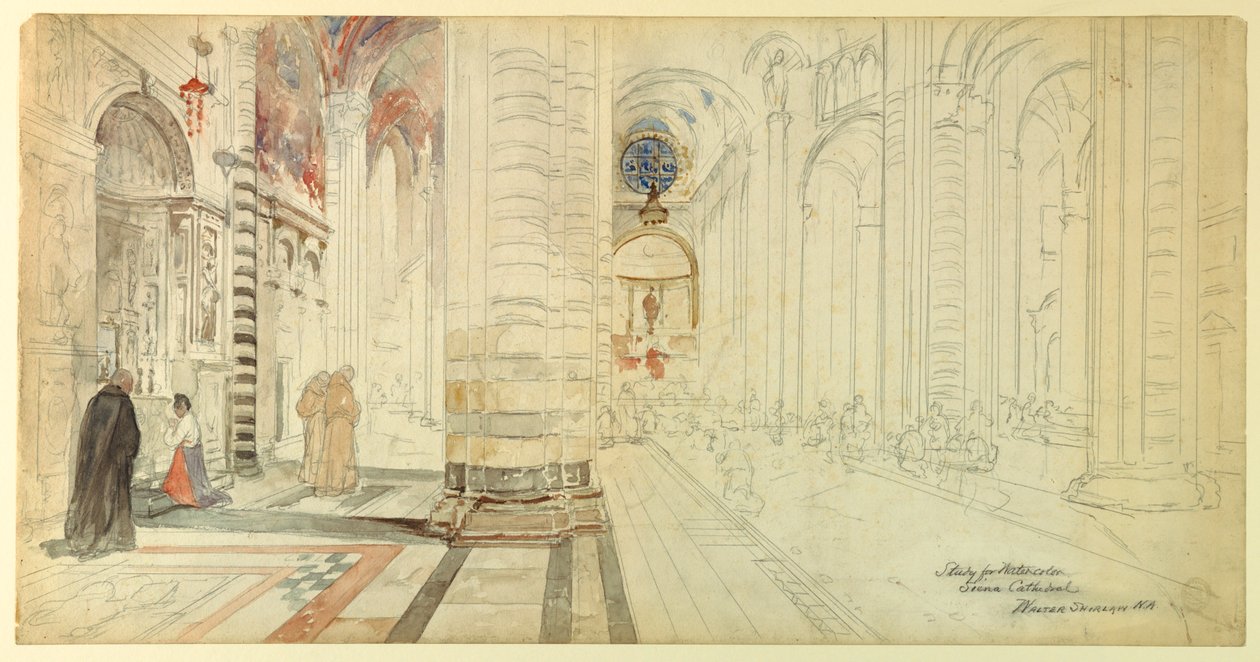 Studie för akvarell, Sienas katedral av Walter Shirlaw