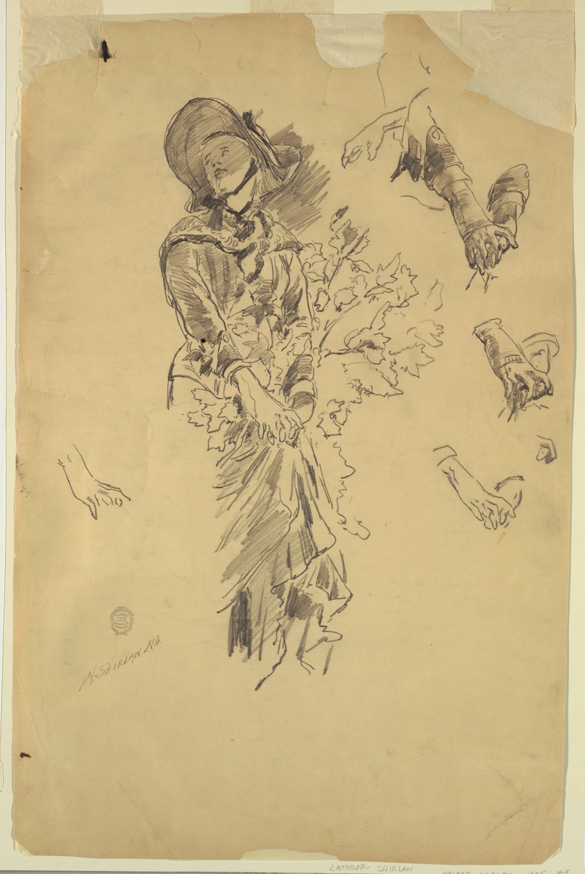 Studie av figur för "In the Mountains" av Walter Shirlaw