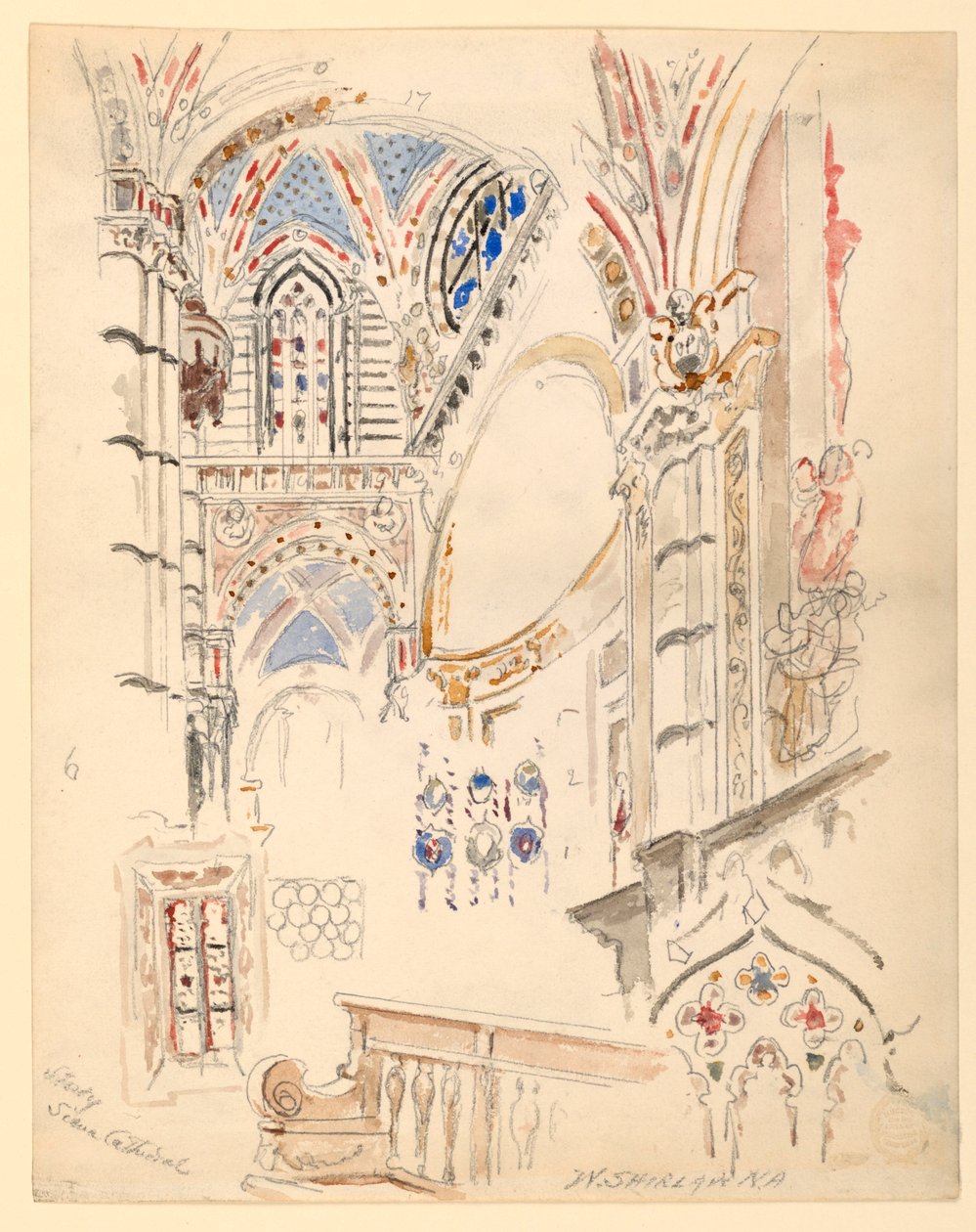 Studie av Sienas katedral av Walter Shirlaw