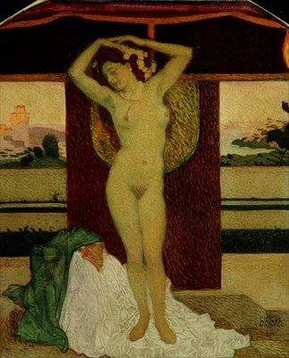 Akt (akvarell på papper) av Walter Sigmund Hampel