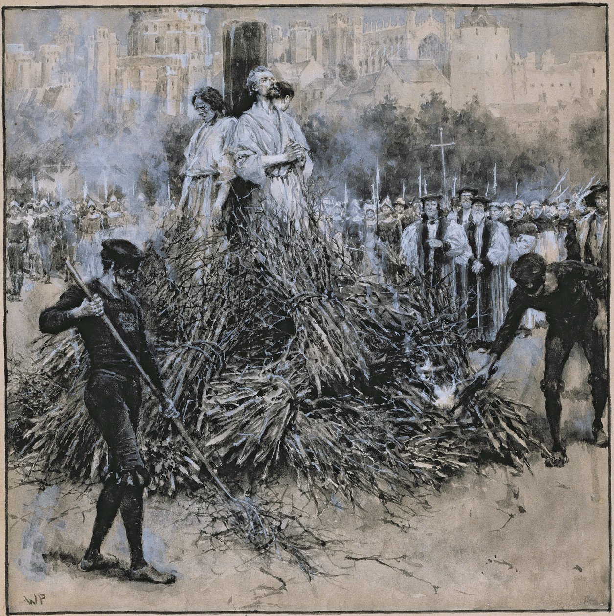 The Martyrdom of Robert Testwood (akvarell på papper) av Walter Stanley Paget