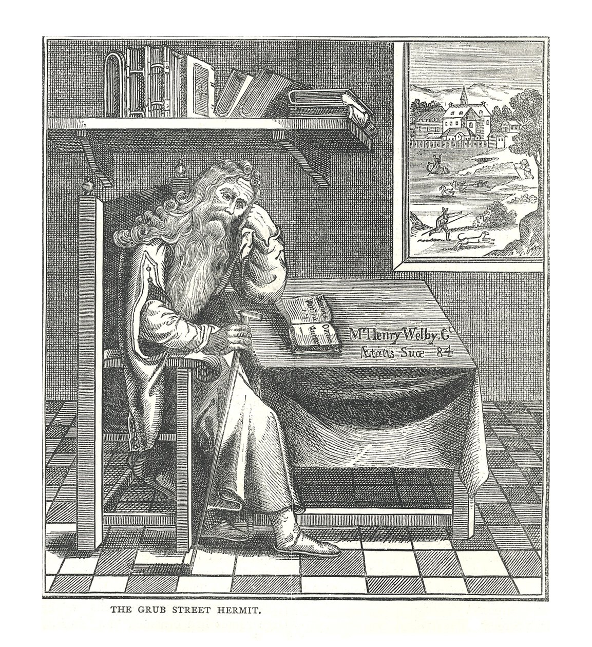 Eremiten på Grub Street. Från en bild publicerad av Richardson, 1878 av Walter Thornbury