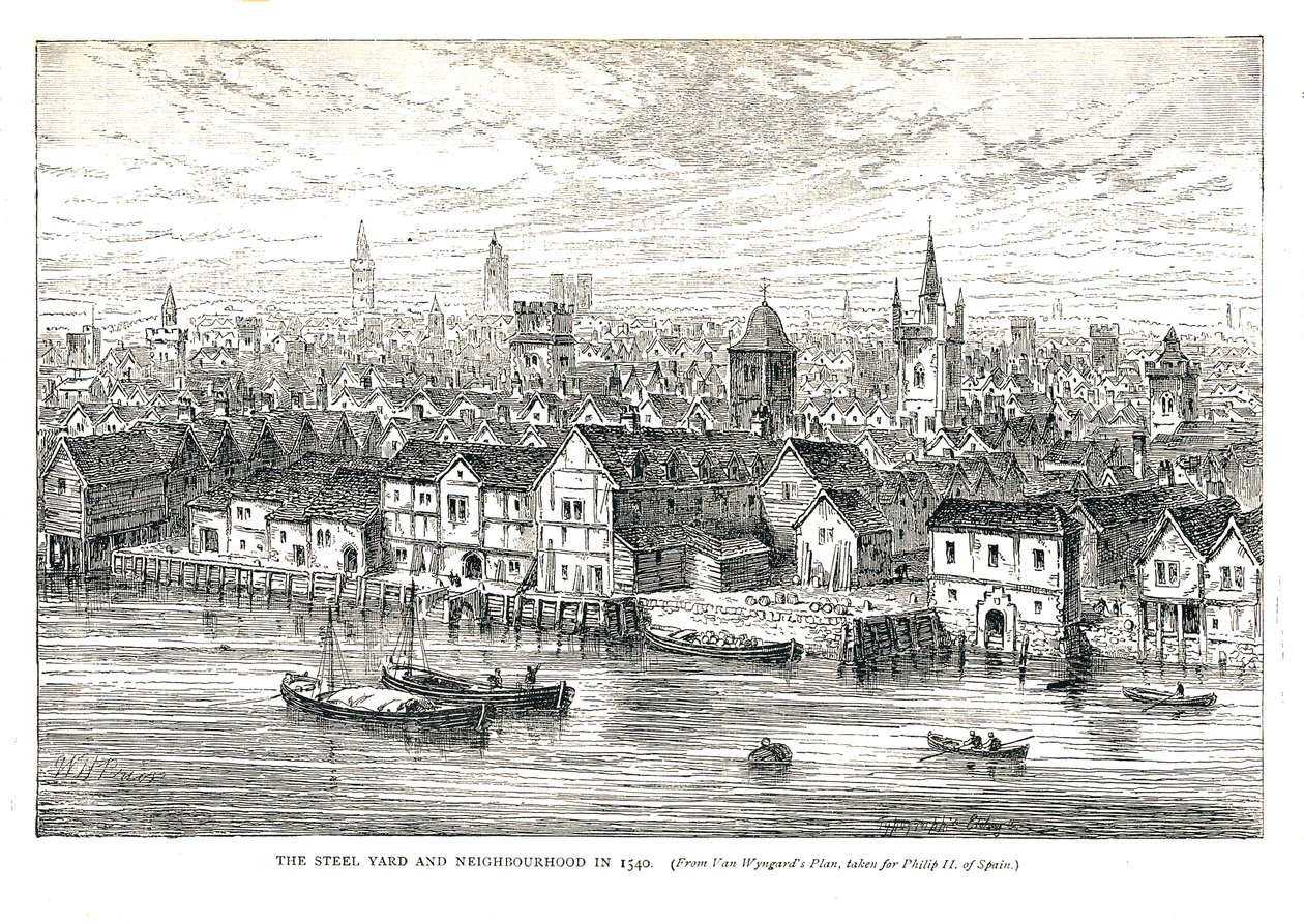 The Steel Yard Iron Wharf and Neighborhood 1540. Vid floden, 1878 av Walter Thornbury