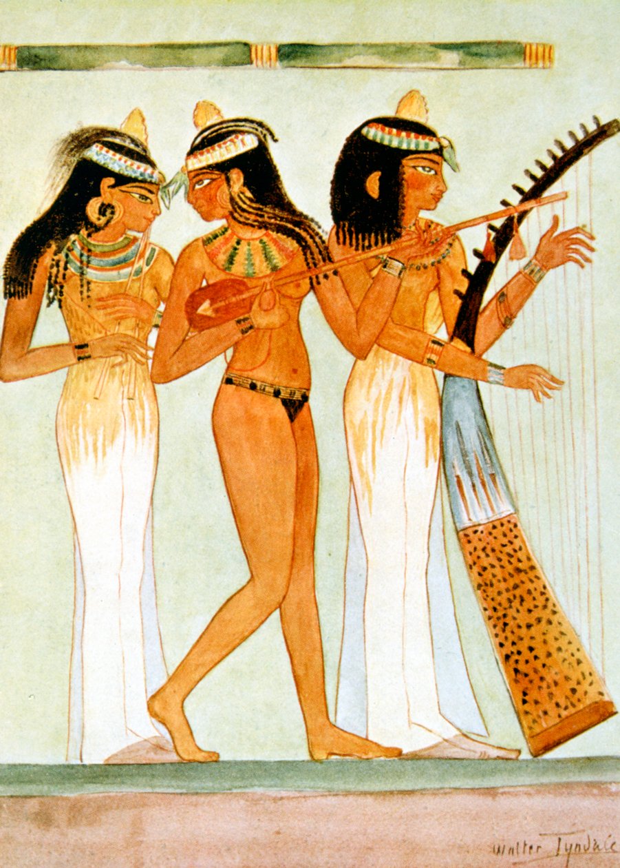 Forntida egyptiska musiker och en dansare, 1910 av Walter Tyndale