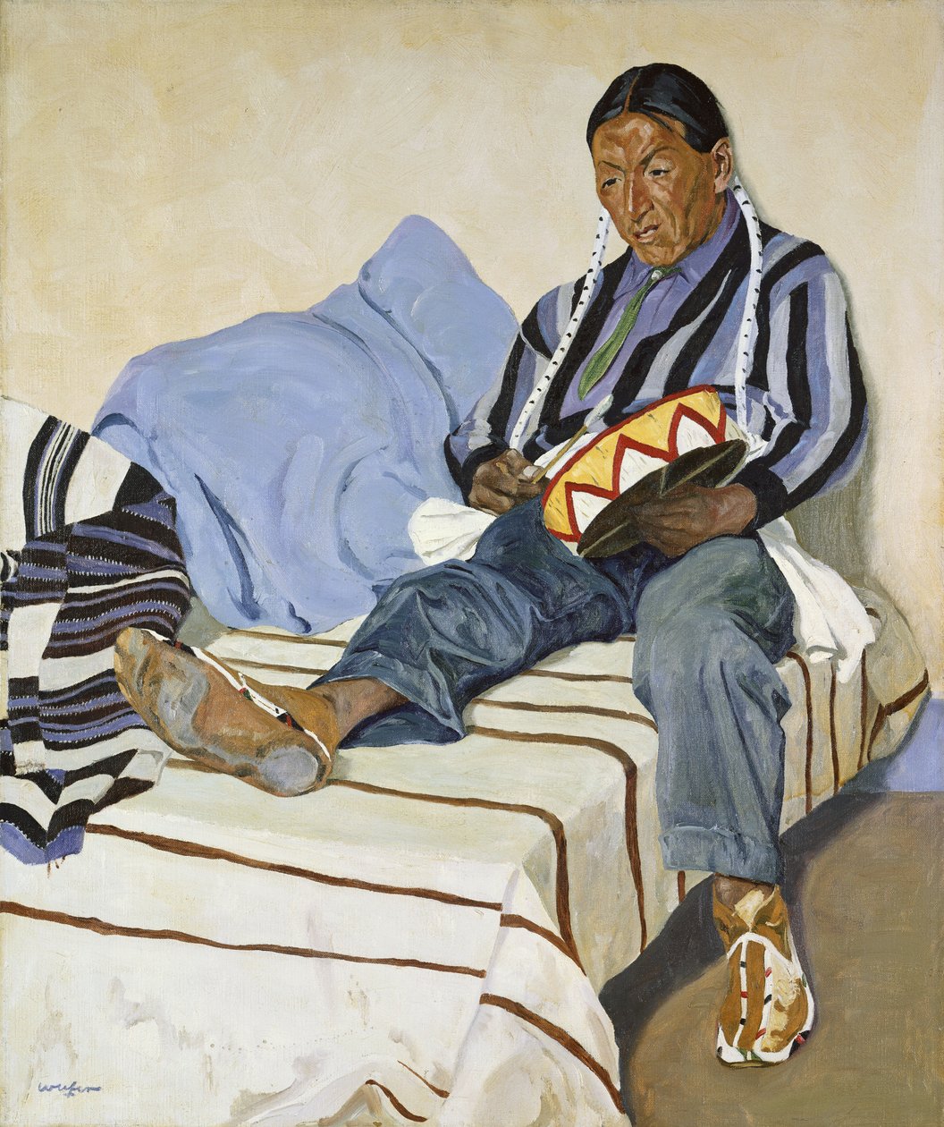En sjungande indian (olja på duk) av Walter Ufer