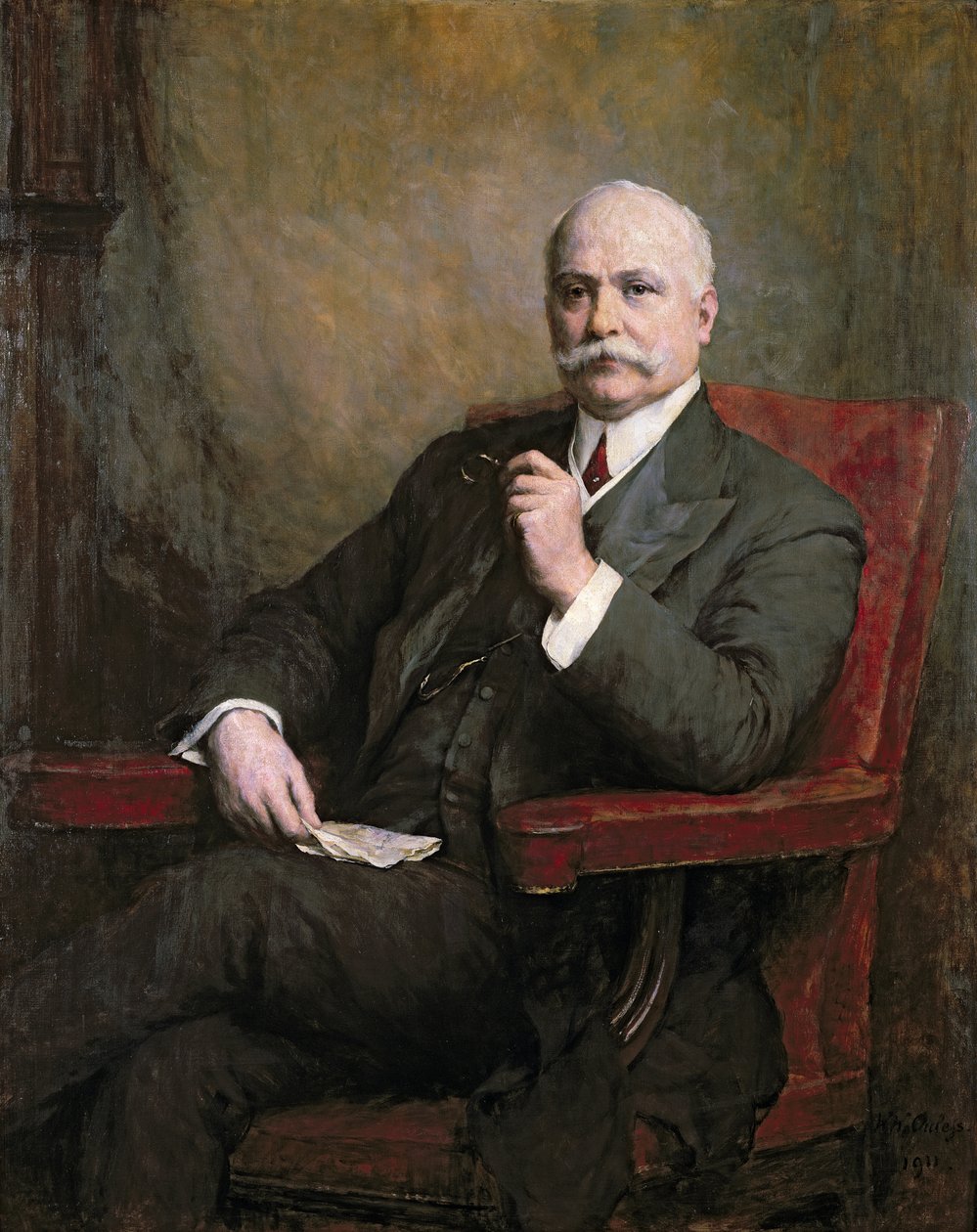 Porträtt av Sir Edward Hopkinson Holden (1848-1919) första baronet 1911 av Walter William Ouless