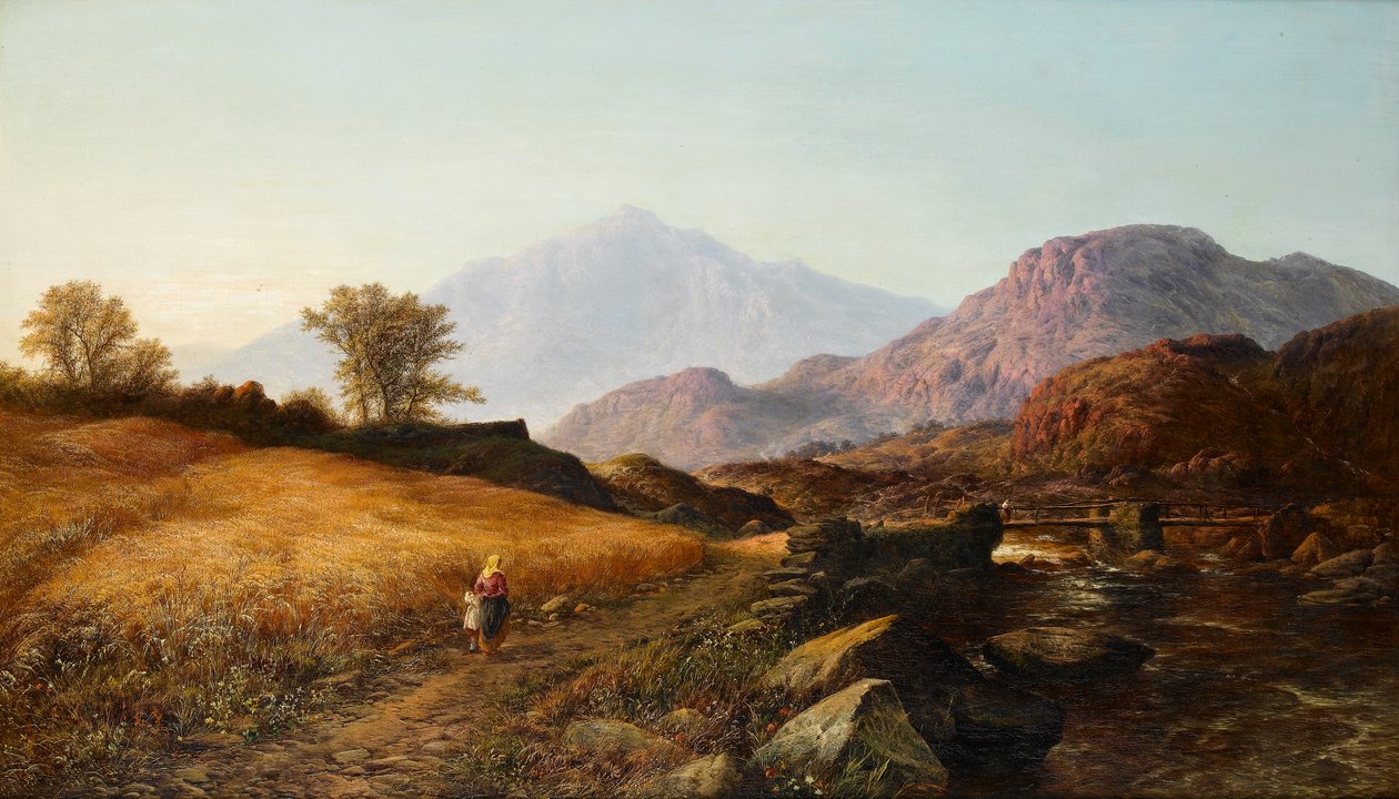 Skördetid vid floden Lleder, norra Wales, 1874 av Walter Williams
