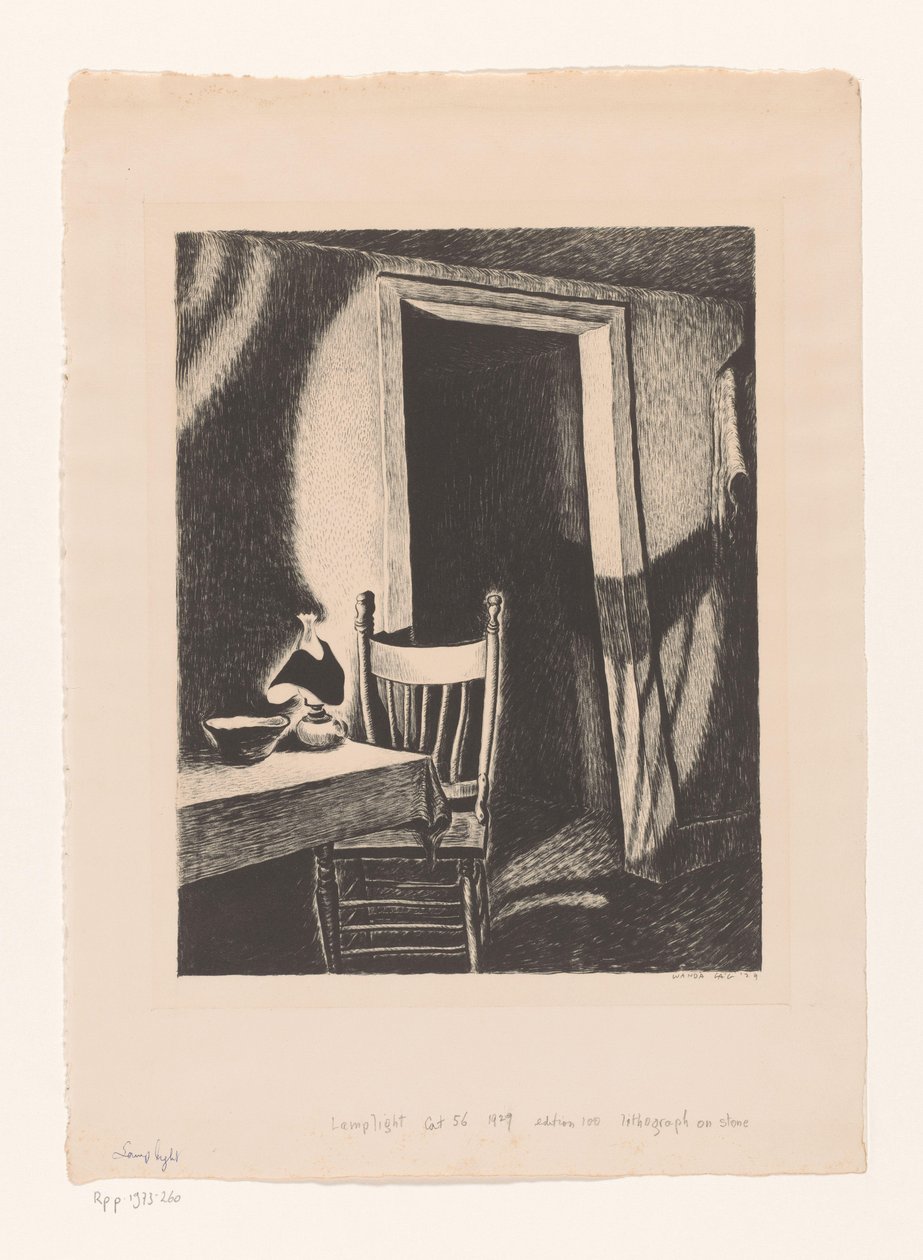 Interiör med lampljus av Wanda Gág (signed by artist)