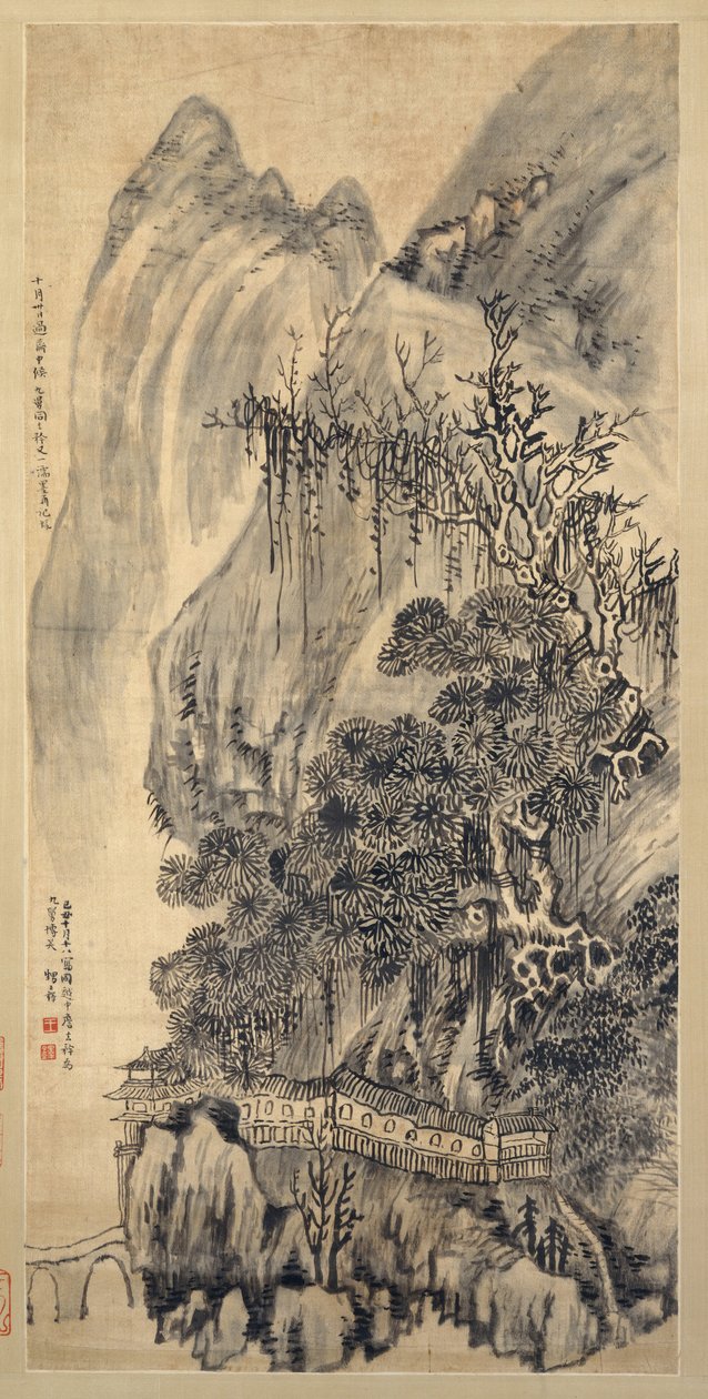 Landskap, daterad 1649. av Wang Duo