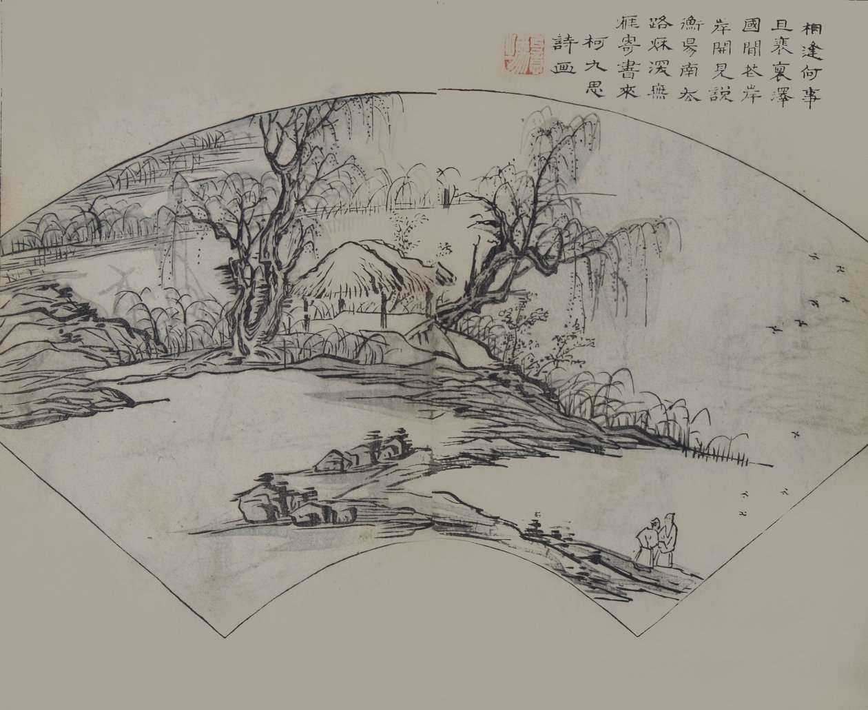 Landskap av Ke Jiusi 1290-1343, från Mustard Seed Garden Manual of P..., första upplagan, 1679. av Wang Gai