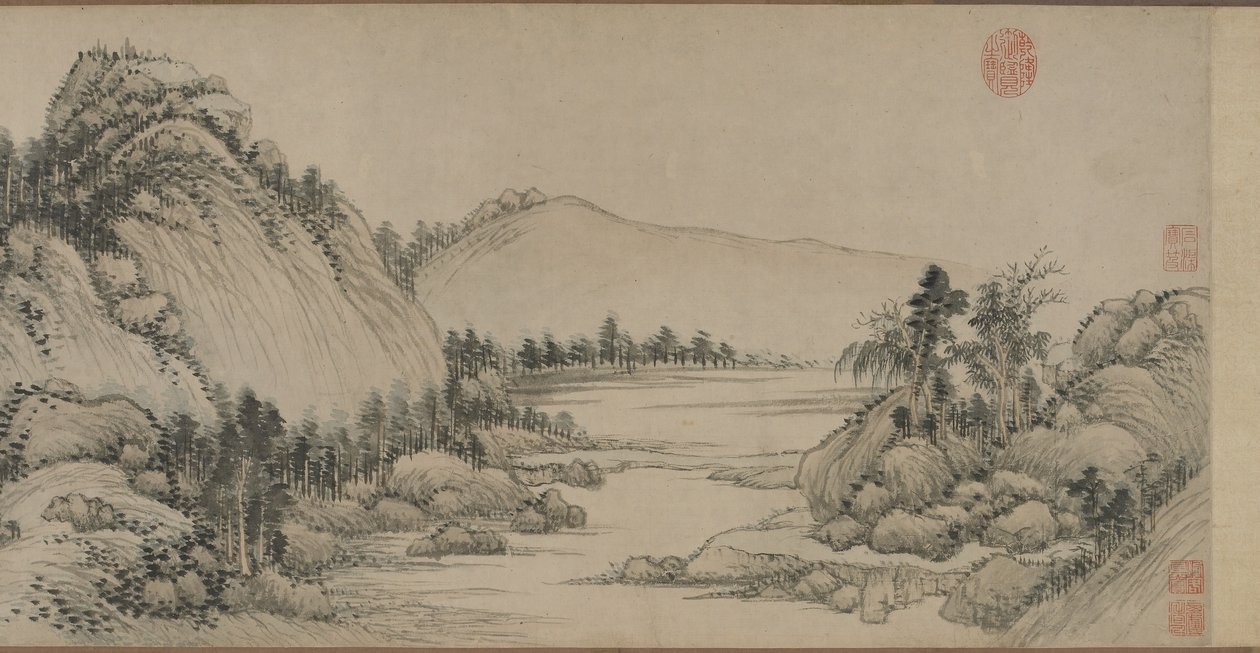 Bo i Fuchunbergen efter Huang Gongwang, Qingdynastin, 1672 (bläck och färg på papper) av Wang Hui