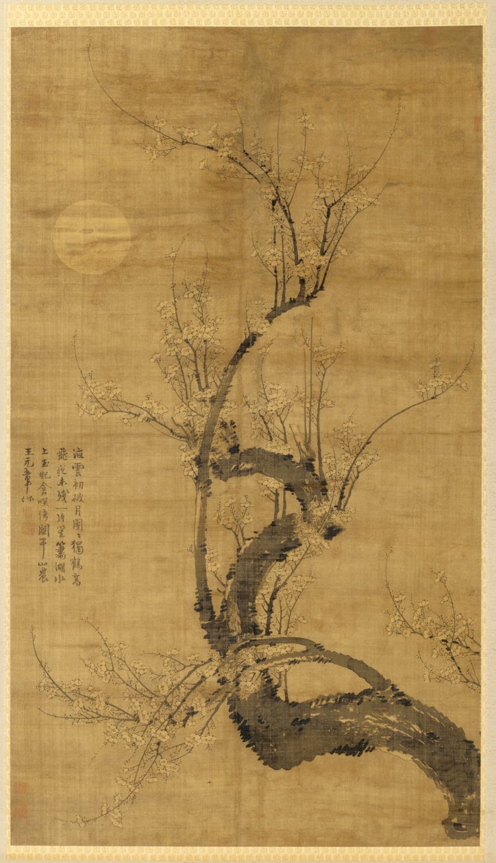 En Prunus i månskenet av Wang Mian