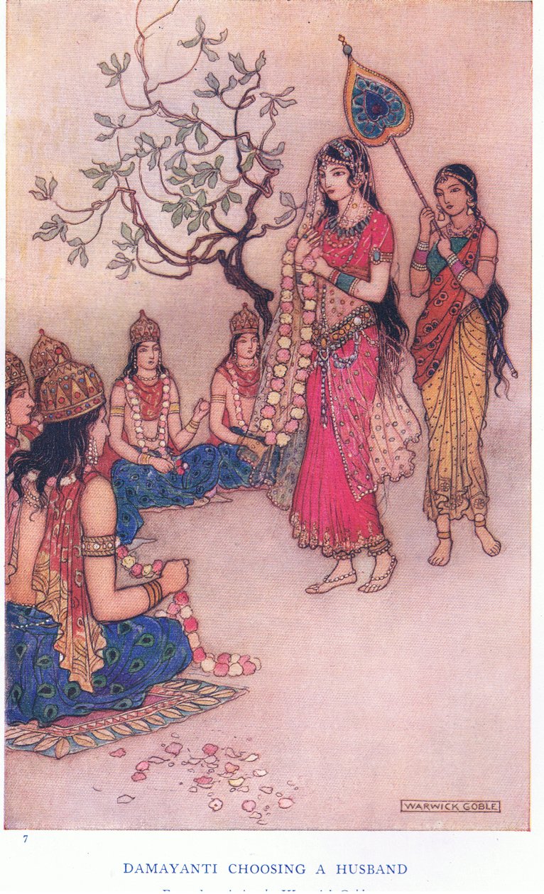 Damayanti väljer en make av Warwick Goble