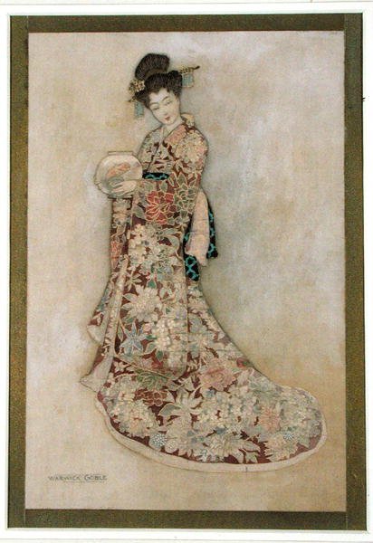 Geisha Girl (akvarell och guld på linne) av Warwick Goble