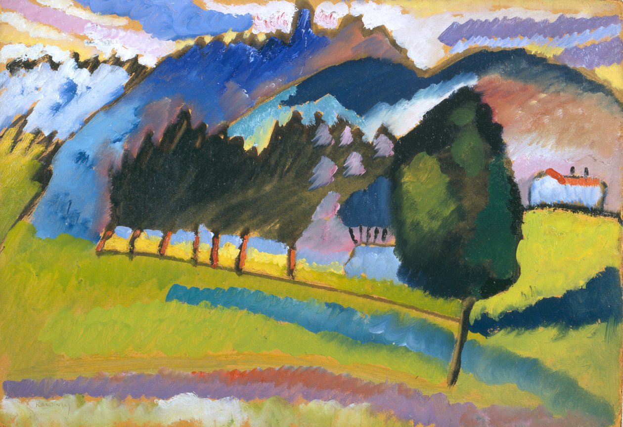 Landskap med böljande kullar av Wassily Kandinsky