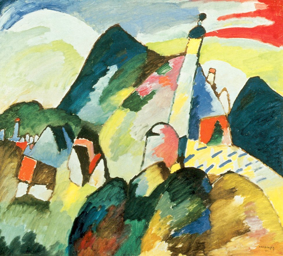 Blick auf Murnau mit Kirche av Wassily Kandinsky