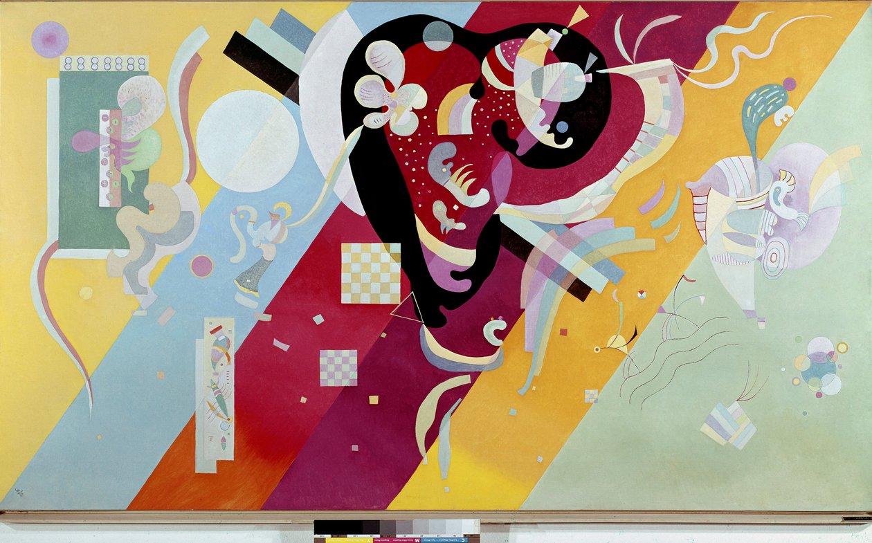 Komposition IX Målning av Vasilij Kandinski (eller Wassily Kandinski eller Kandinskij, 1866-1944) 1936 Sun. 1,13x1,95 m Paris, musee National dart moderne Centre Pompidou av Wassily Kandinsky
