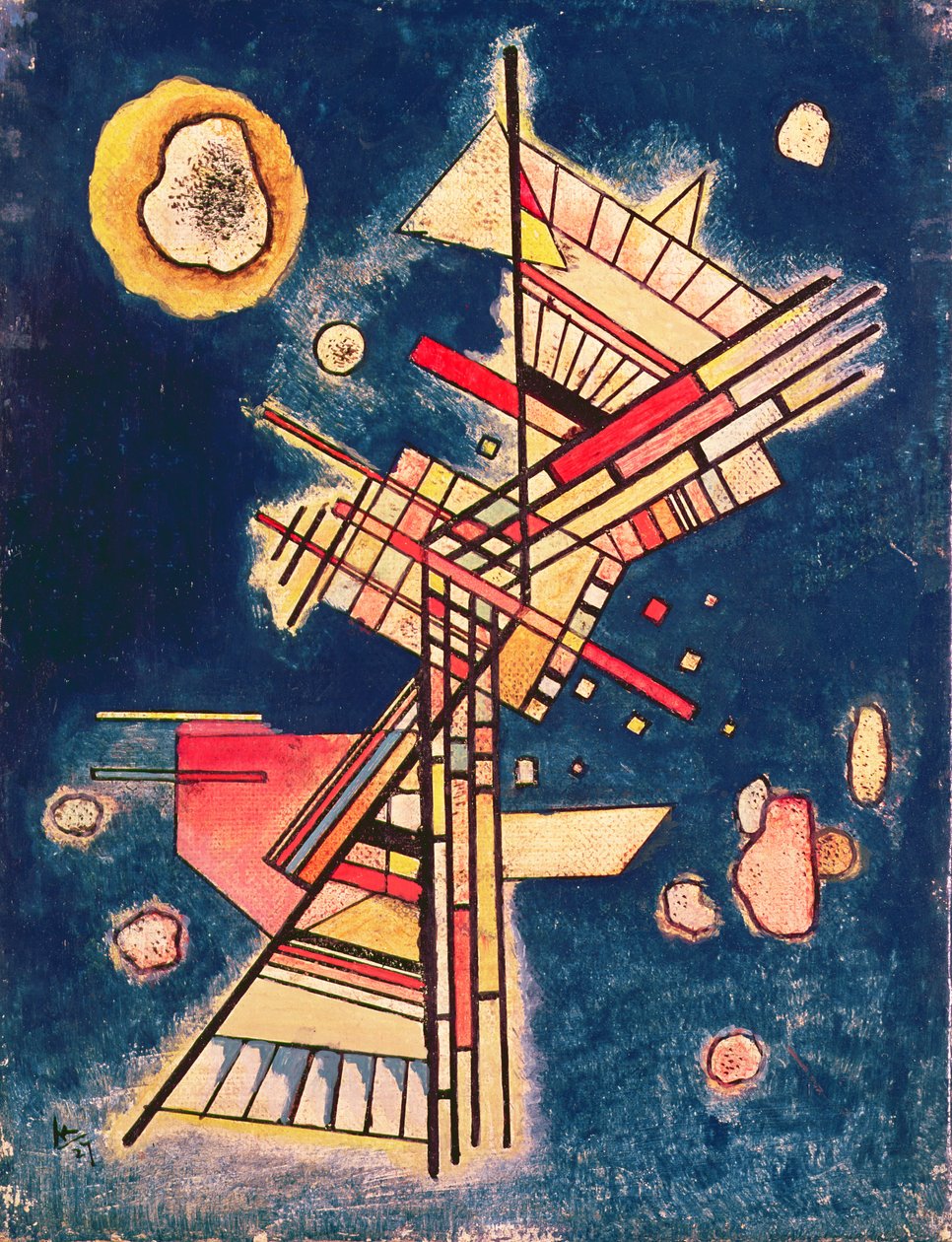 Komposition med blå baggrund, 1927 swed av Wassily Kandinsky