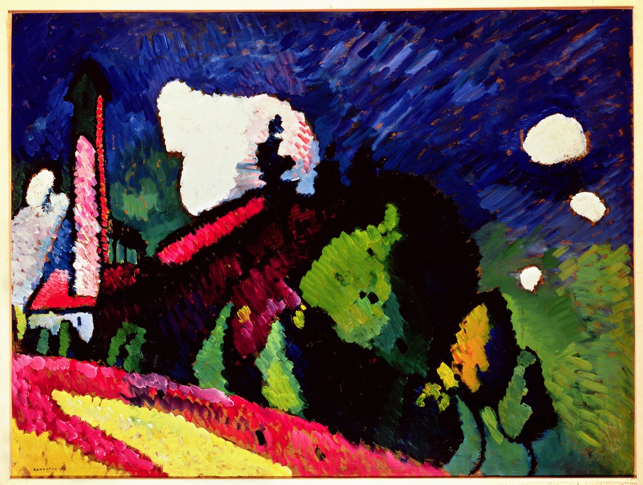 Landskap med en trappstapel, 1909 av Wassily Kandinsky