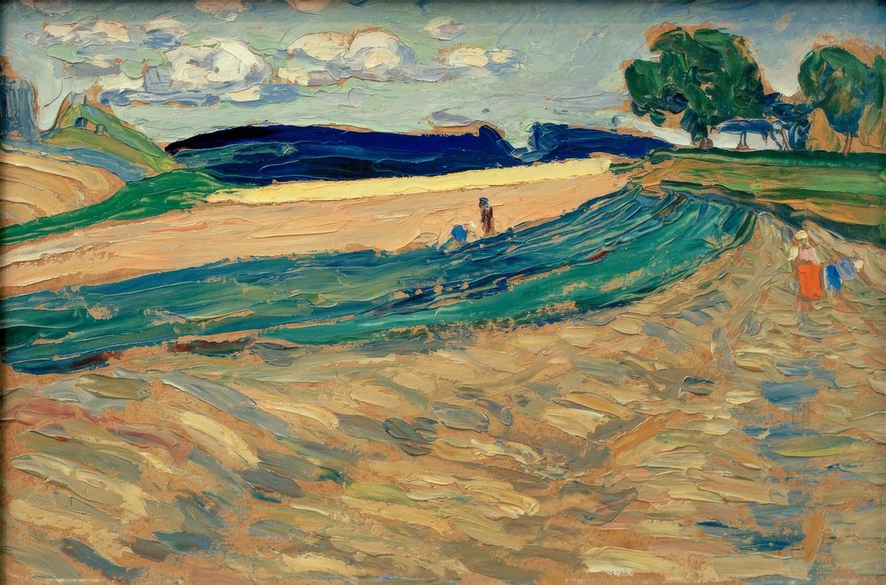Övre Pfalz - landskap med ett gult fält av Wassily Kandinsky