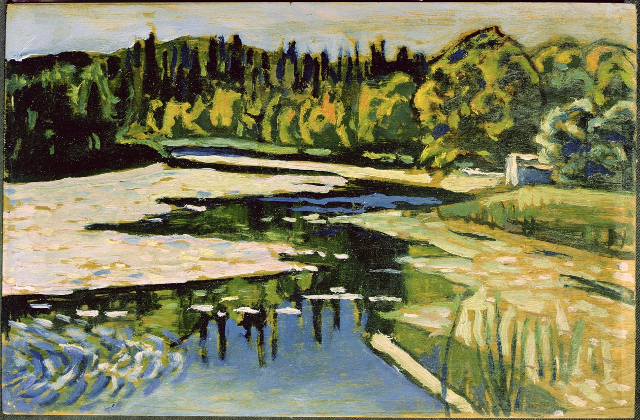 Mto katika Autumn, 1900 (mafuta kwenye kadibodi)swed av Wassily Kandinsky