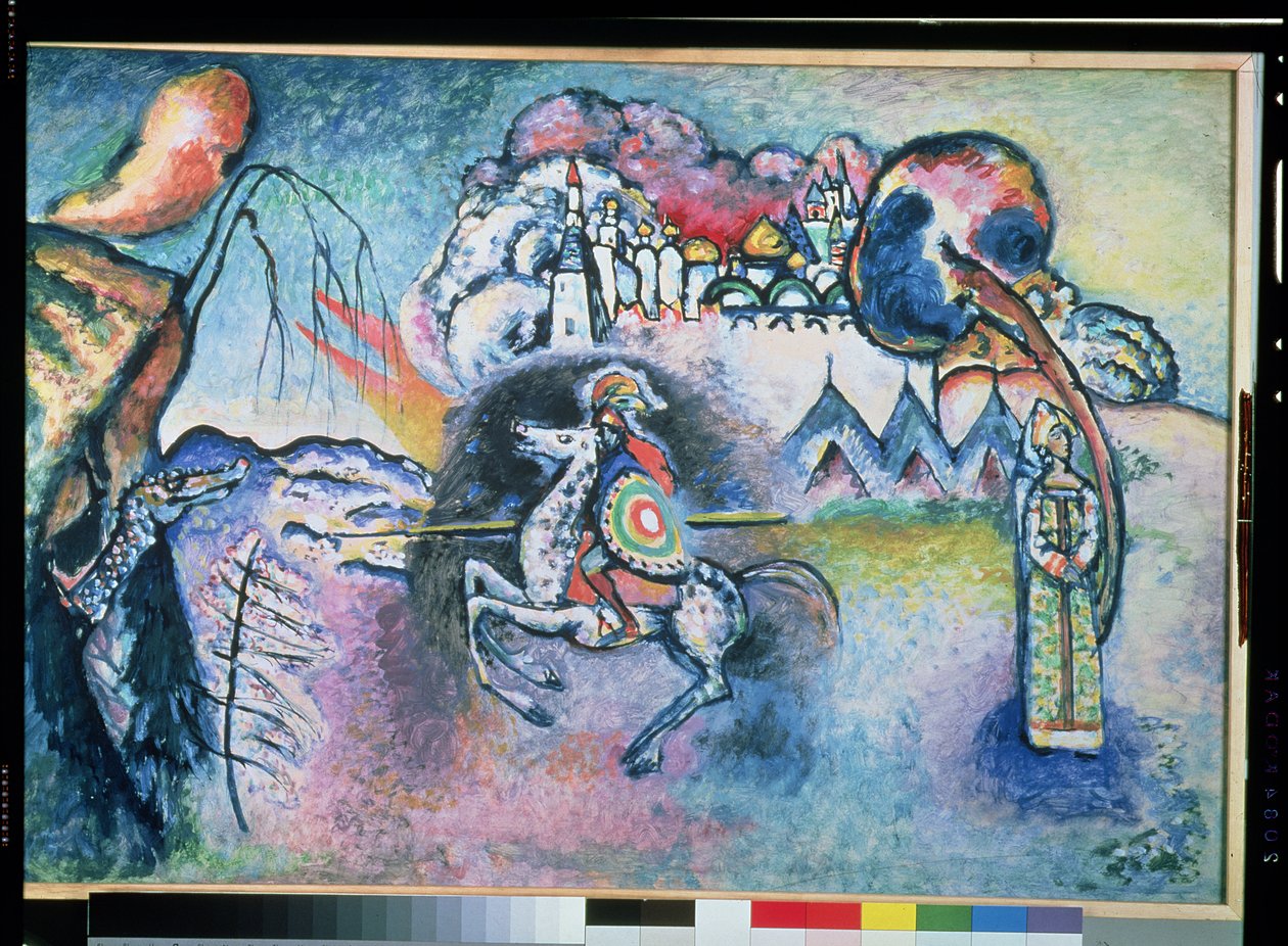 St George, 1914-15 (olja på kartong) av Wassily Kandinsky