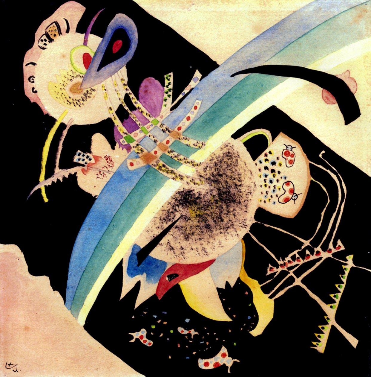 Studie för Circles on Black, 1921 (wc och bläck på papper) av Wassily Kandinsky