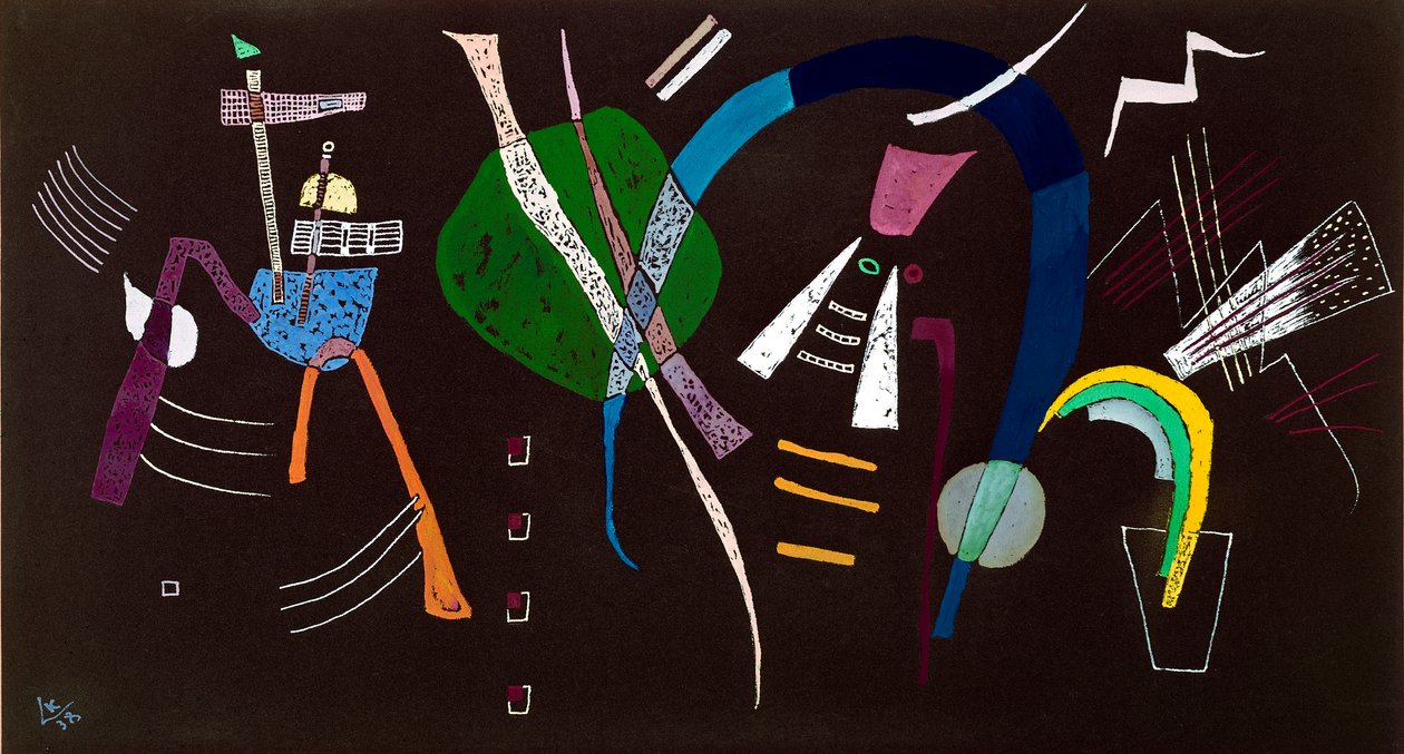 Den blå rosettmålningen av Vassily Kandinsky (eller Wassily Kandinsky eller Kandinsky, 1866-1944) 1938 Milanos privatsamling av Wassily Kandinsky