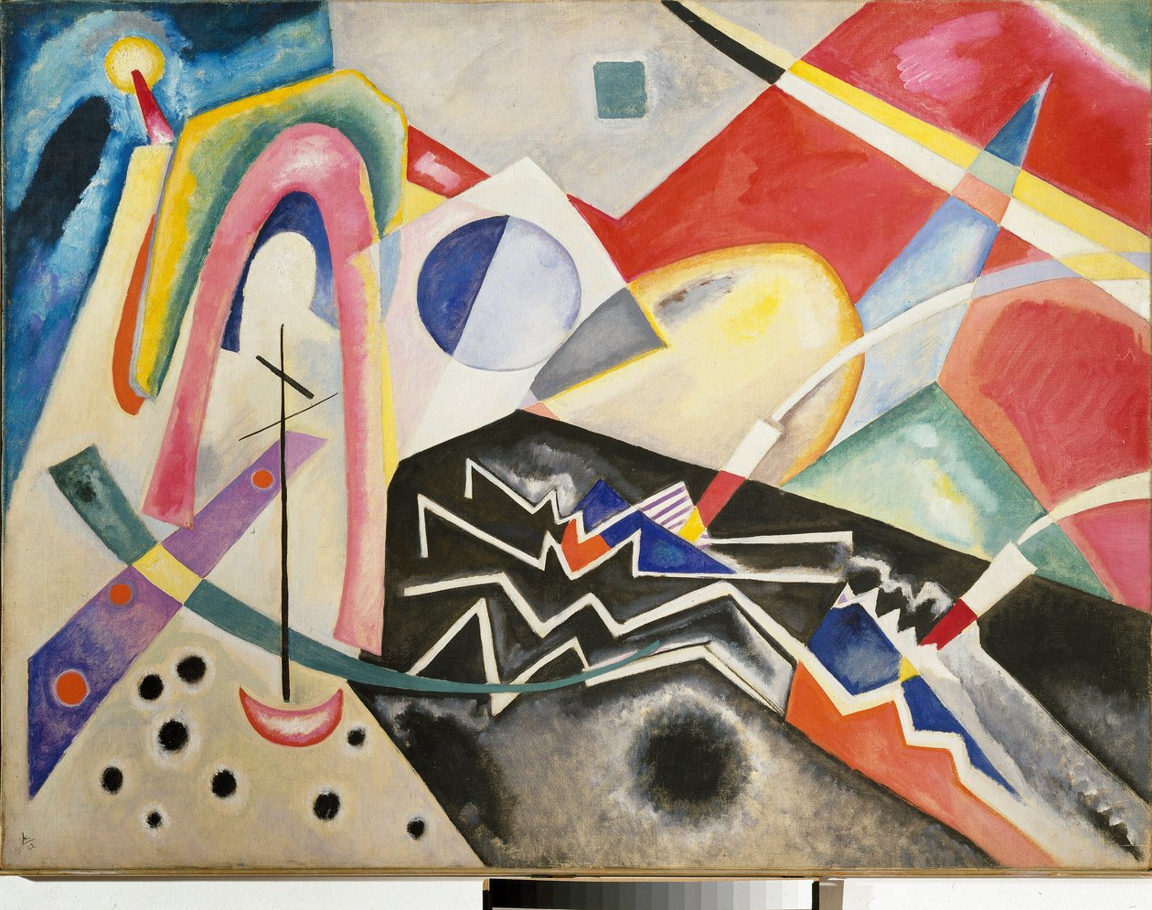 Zig-zag (zig zag) vit Målning av Vassily Kandinsky (eller Wassily Kandinsky eller Kandinsky, 1866-1944) 1922 Dim. 95x125 cm Venedig, Museo dArte Moderna Ca Pesaro av Wassily Kandinsky