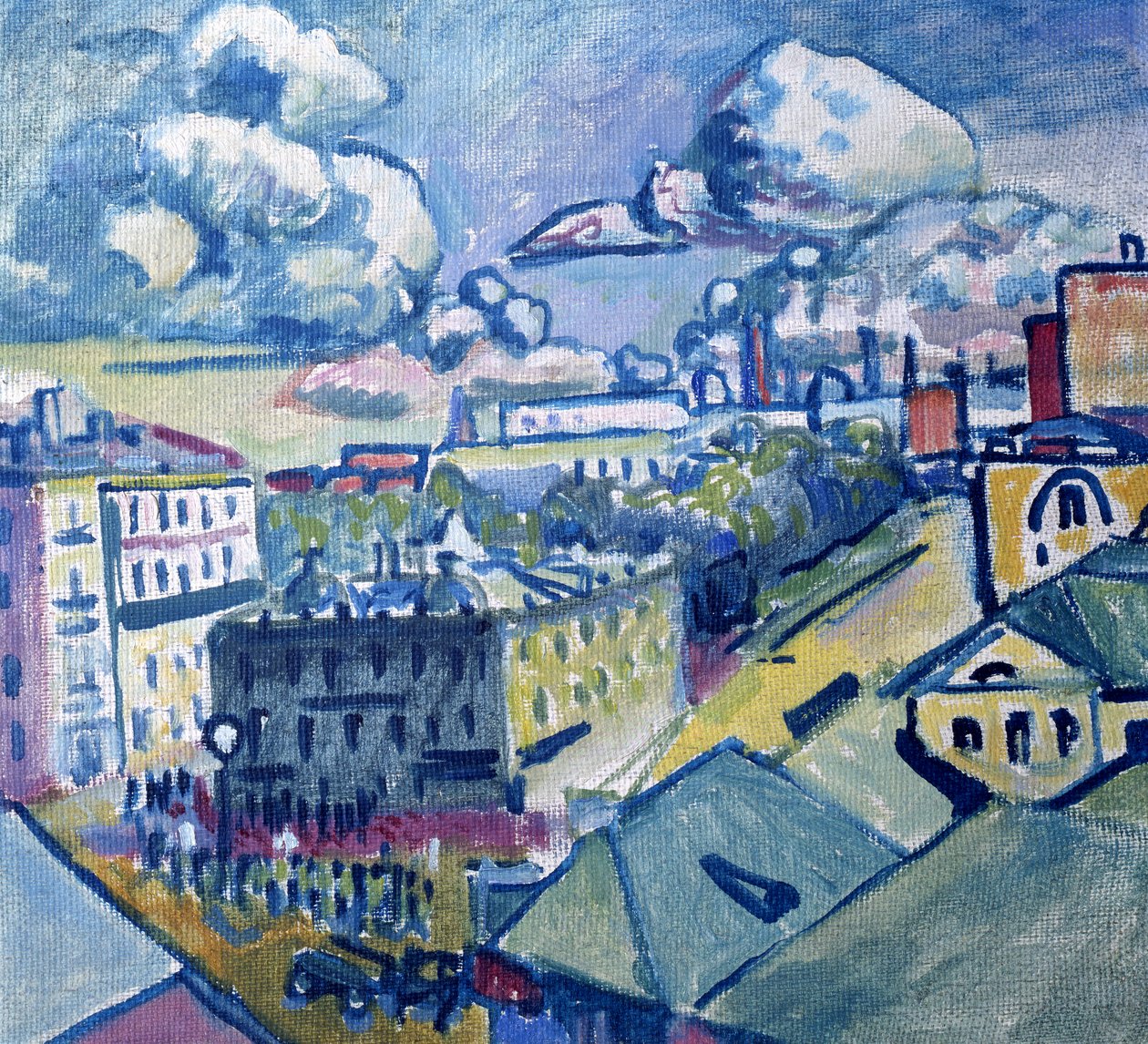 Zubovskij-torget i Moskva sett från fönstret, 1916 av Wassily Kandinsky
