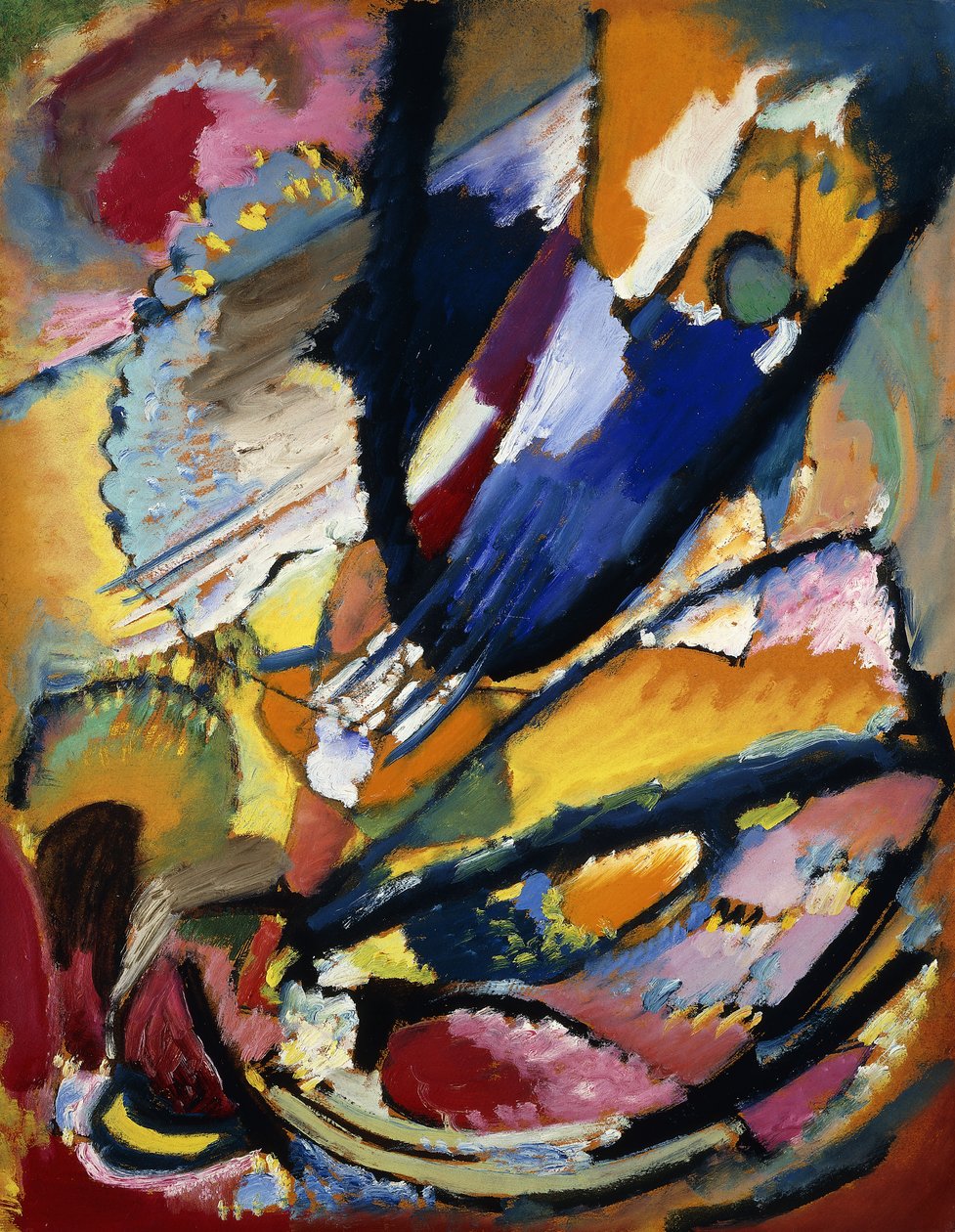 Domens ängel; Angel of the Last Judgment, ca 1911 (olja på papper på panel) av Wassily Kandinsky
