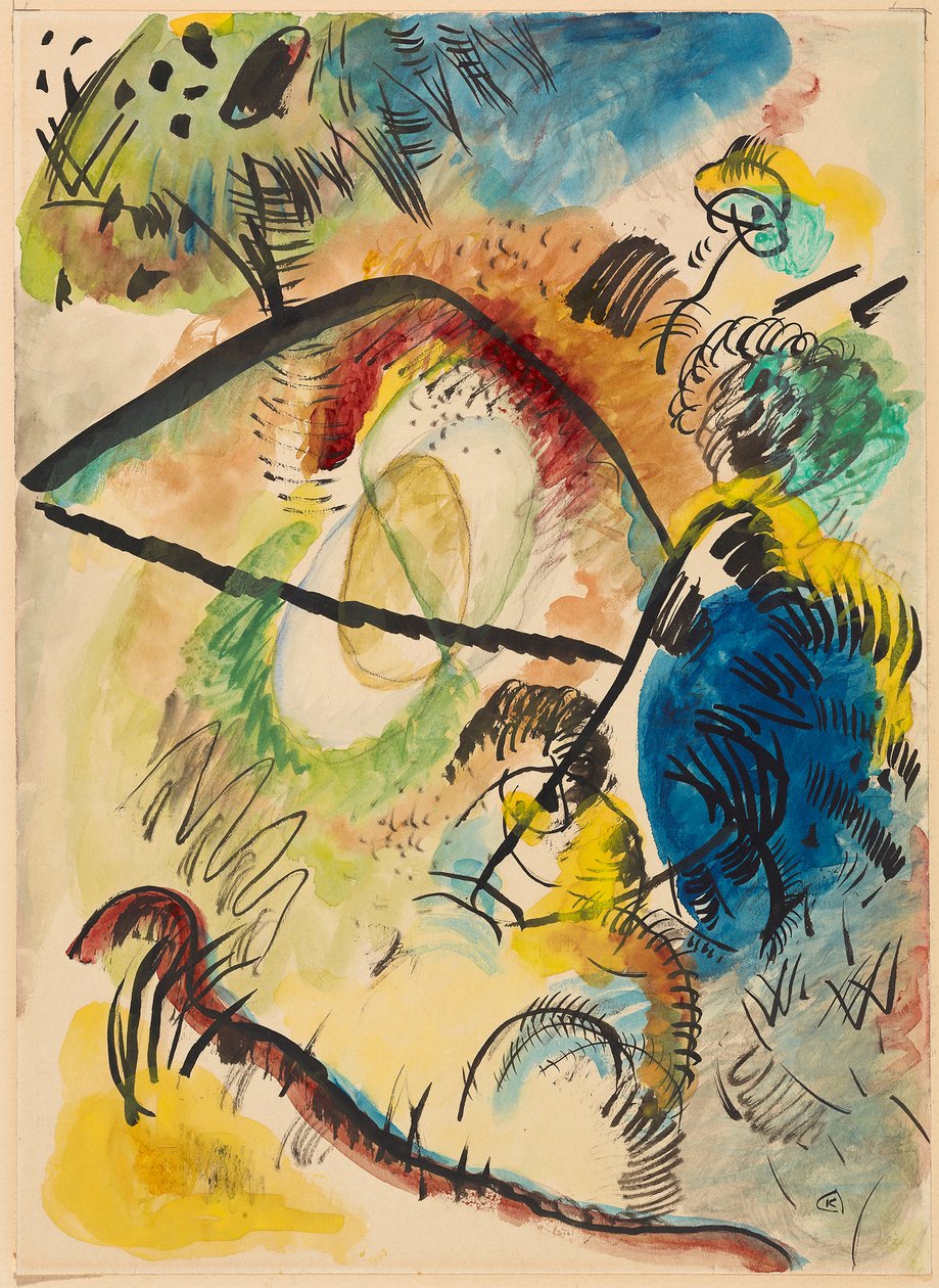 Akvarell IX (med svarta streck) av Wassily Kandinsky