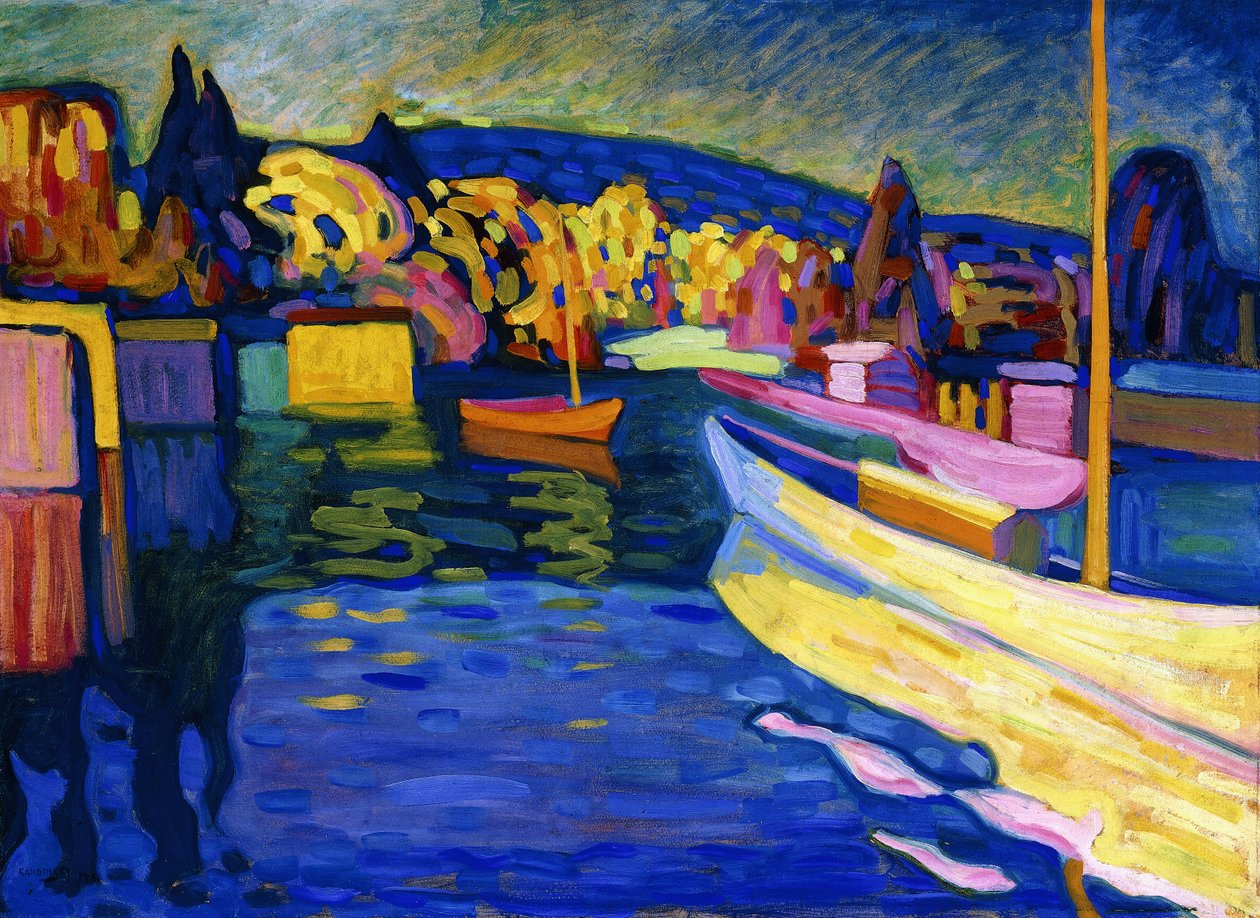 Höstlandskap med båtar av Wassily Kandinsky