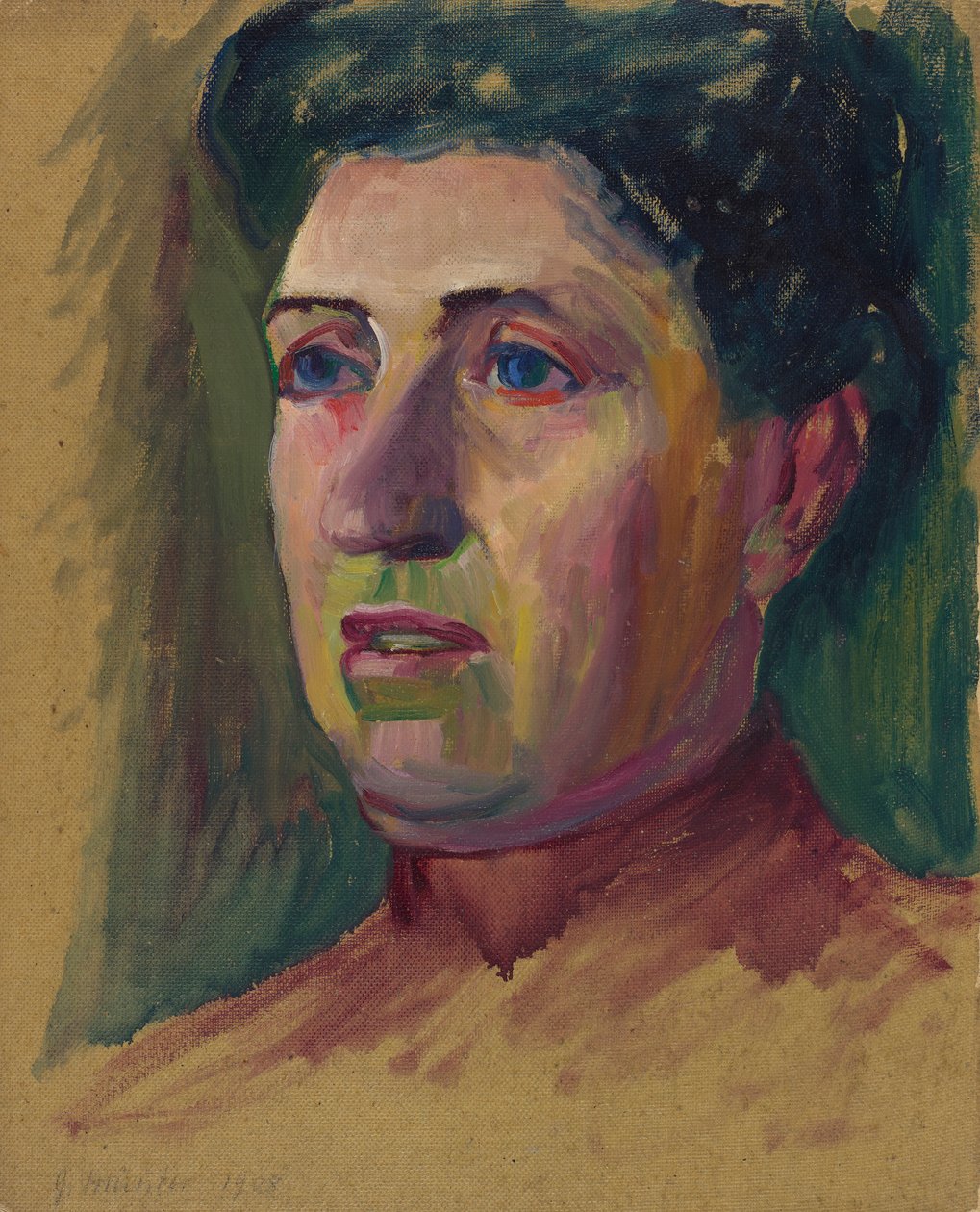 Målad på båda sidor: 1. Huvud, endast ansiktet utfört i färg; 2. Kvinnohuvud av Wassily Kandinsky, Gabriele Münter av Wassily Kandinsky