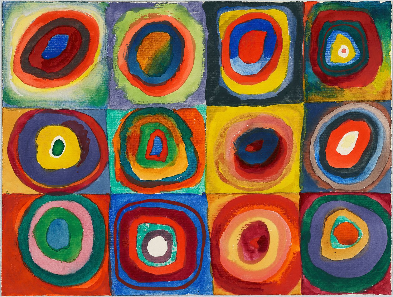 Färgstudie. Kvadrater med koncentriska cirklar, 1913. av Wassily Kandinsky