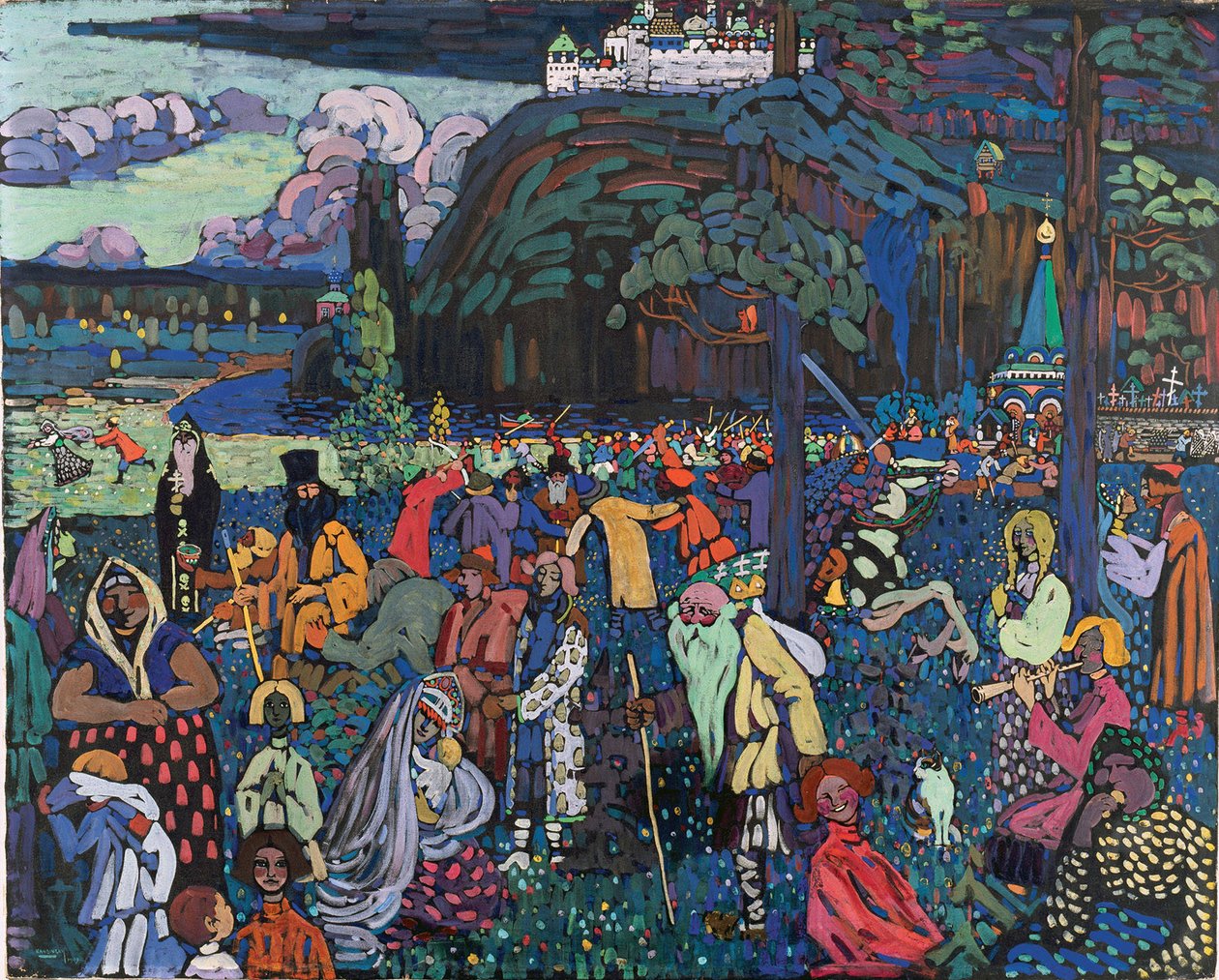 Colorful Life (Motley Life) 1907 (tempera på duk) av Wassily Kandinsky
