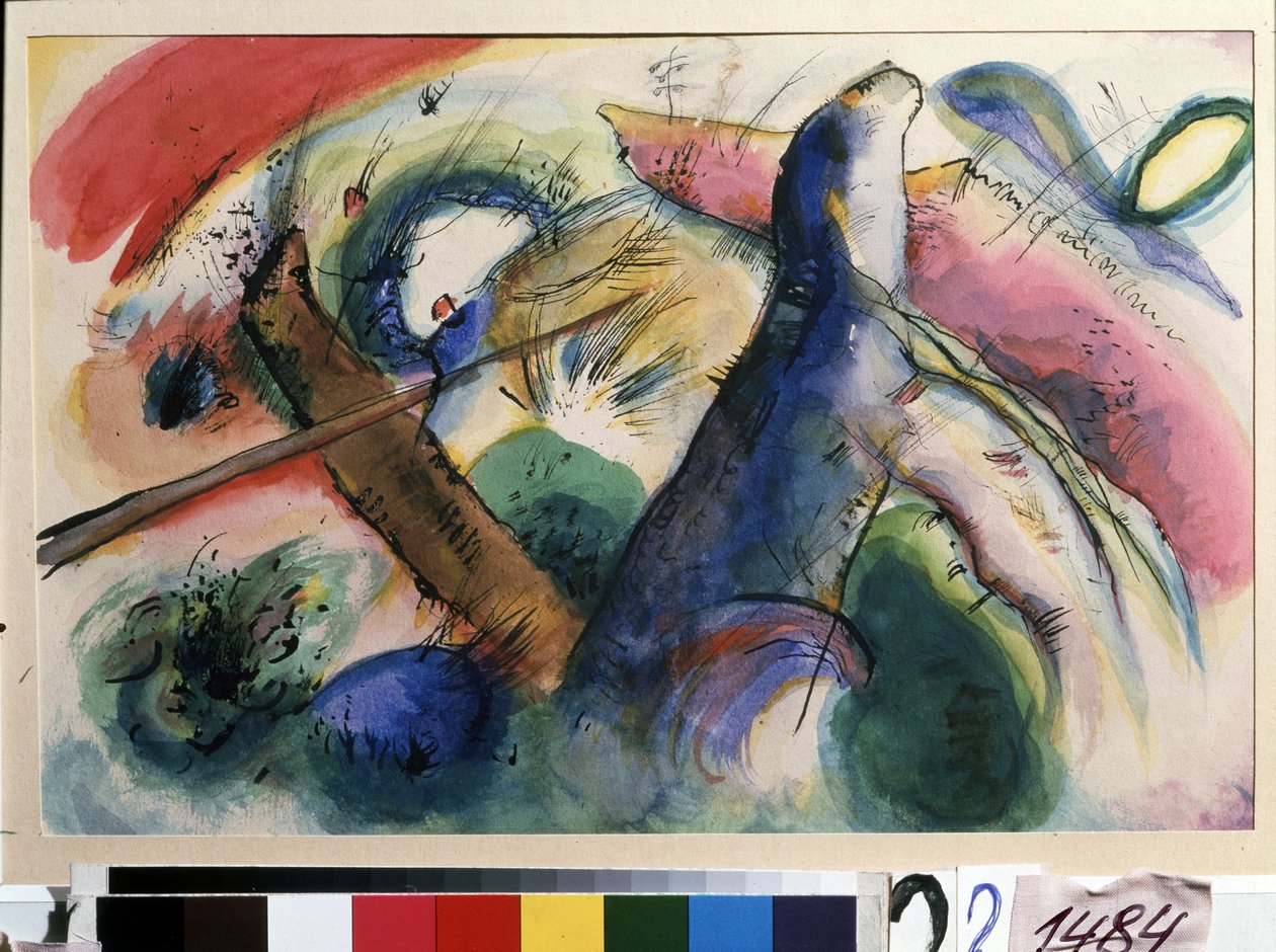 ""Komposition E"" Akvarell av Vassily Kandinsky (eller Wassily Kandinsky eller Kandinskyj av Wassily Kandinsky