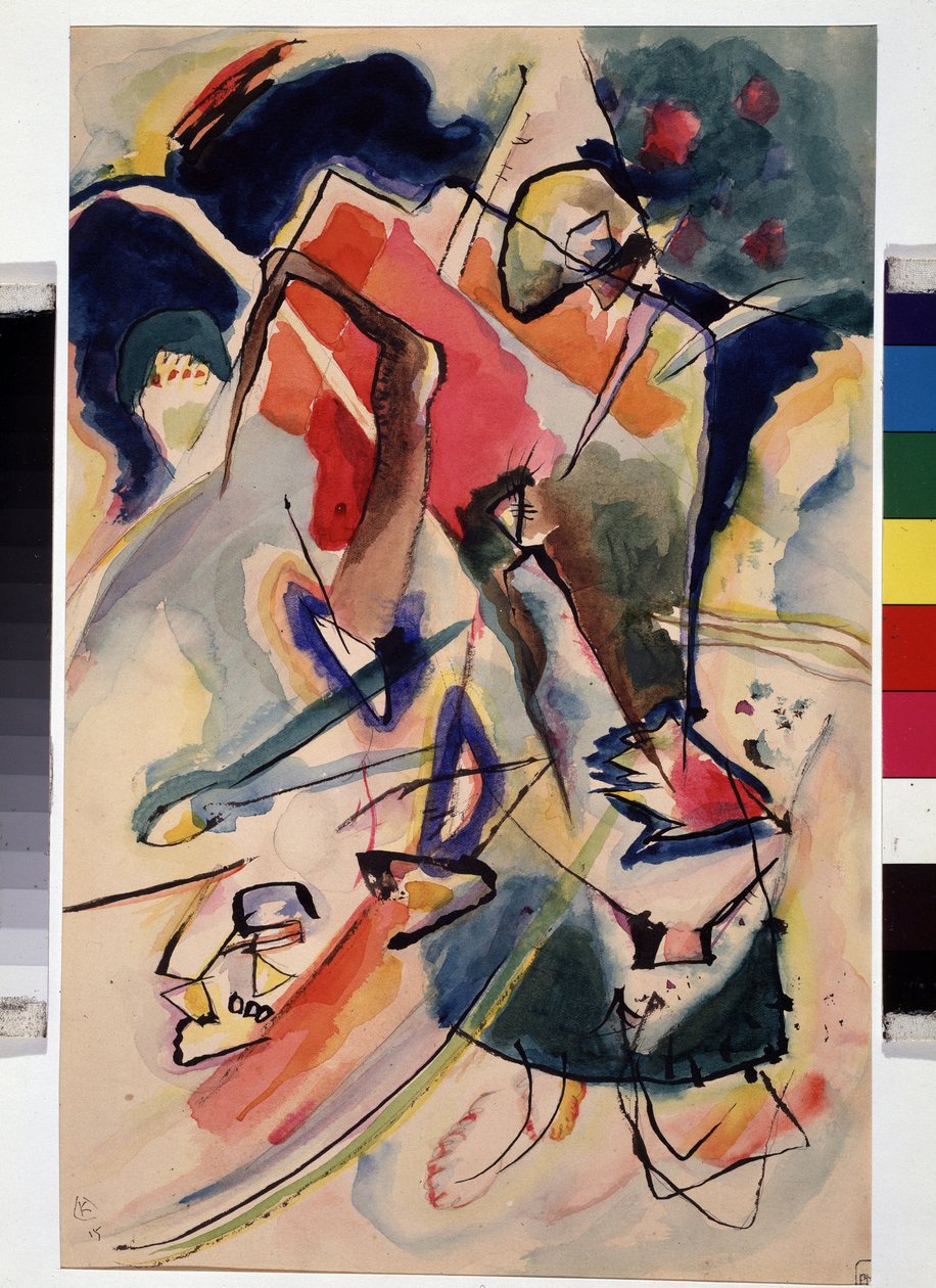 Komposition med en kvinnlig figur (Komposition med en kvinnas figur). Verk av Wassily Kandinsky (eller Wassily Kandinski eller Kandinskij av Wassily Kandinsky
