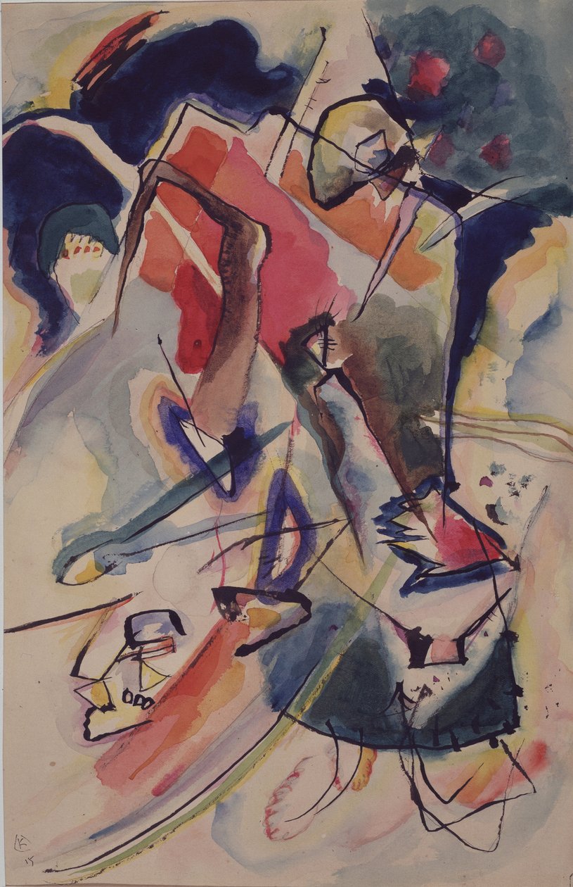 Komposition med en kvinnofigur, 1915 av Wassily Kandinsky