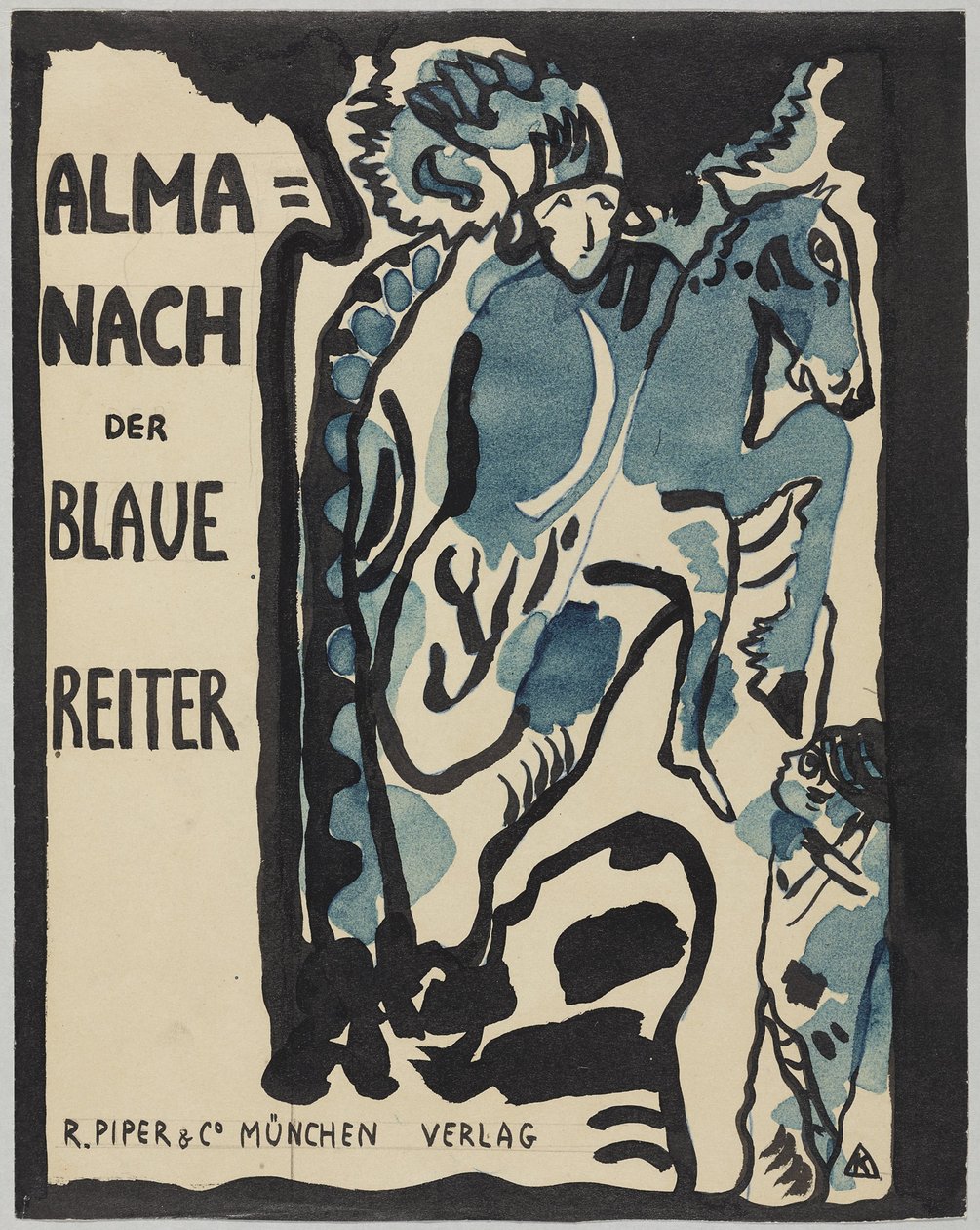 Slutlig design för omslaget till Der Blaue Reiter-almanackan av Wassily Kandinsky