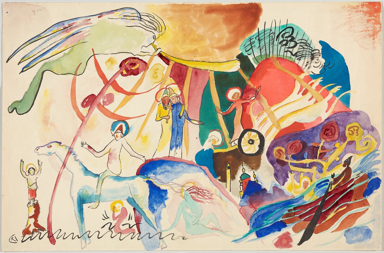 Utkast till "All Saints II (Composition with Saints)" av Wassily Kandinsky