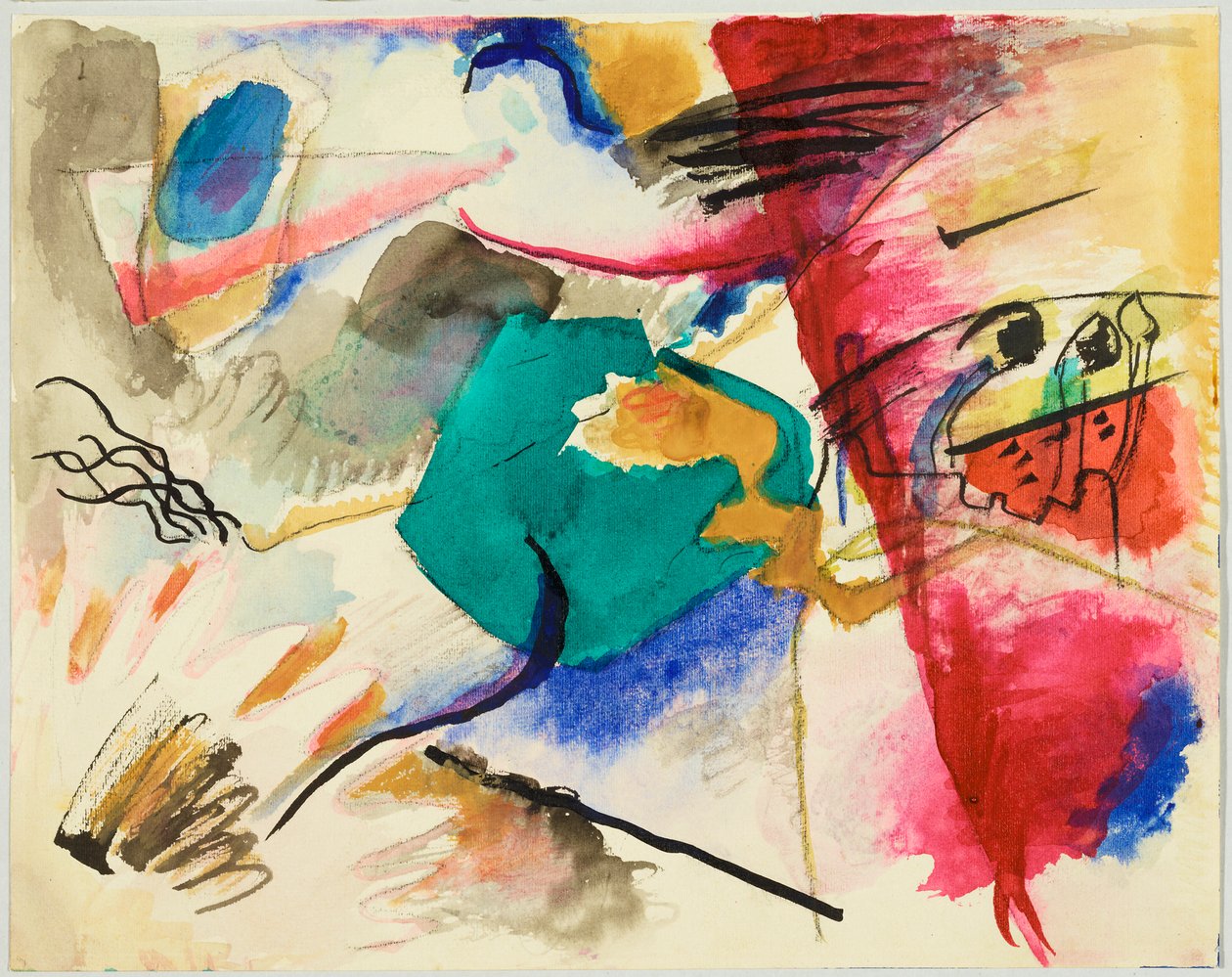 Studie till ”Bild med grön mitt”, även kallad ”Akvarell till Bild med grön mitt”, blad 5 i skissboken av Wassily Kandinsky