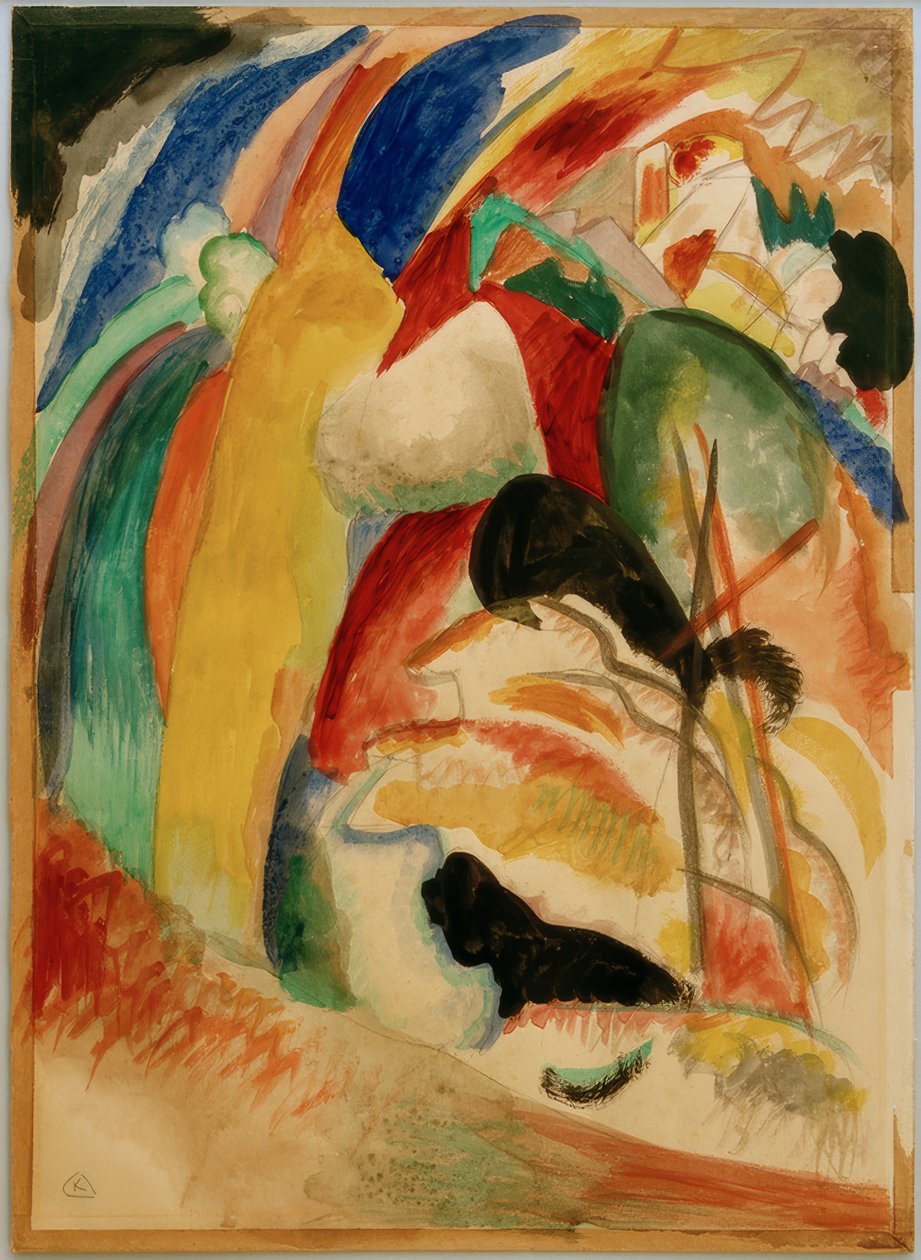 Utkast till bild med vit form av Wassily Kandinsky