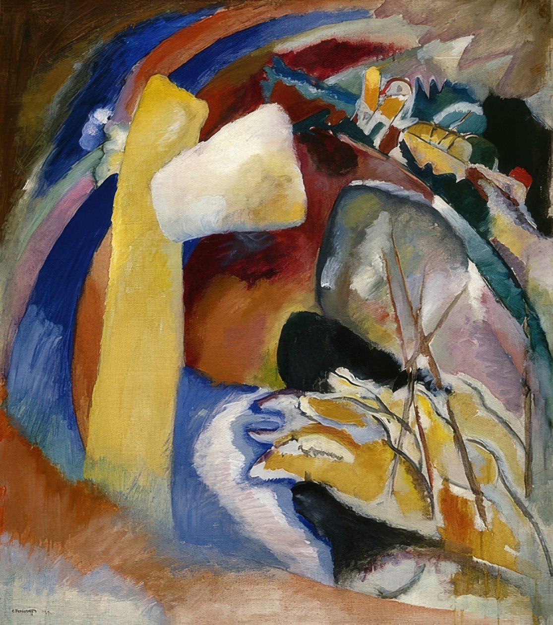 Utkast till bild med vit form. 1913 av Wassily Kandinsky