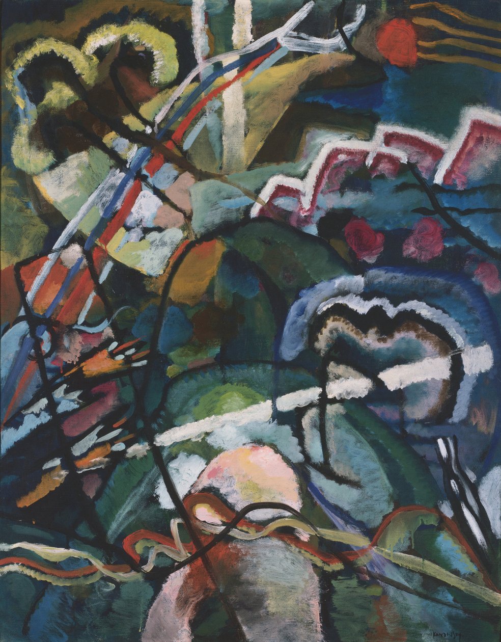 ""Sketch I för målning har en vit kant"" Målning av Vassily Kandinsky (eller Wassily Kandinski eller Kandinskij av Wassily Kandinsky