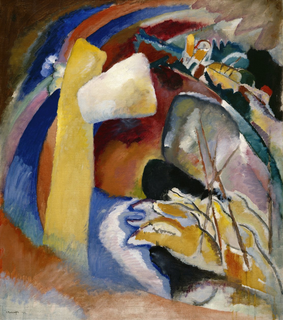 ""Study for Painting has the White Form"" Målning av Vassily Kandinsky (eller Wassily Kandinski eller Kandinskij av Wassily Kandinsky