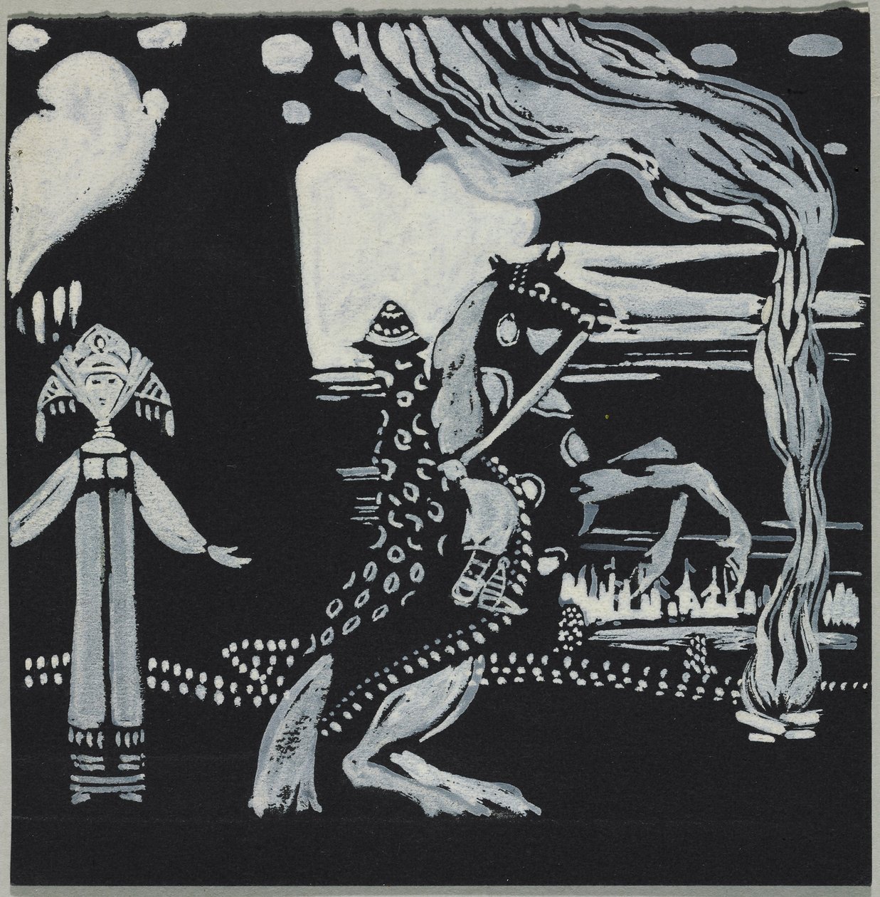 Flamma, dam och ryttare i fantasidräkt av Wassily Kandinsky